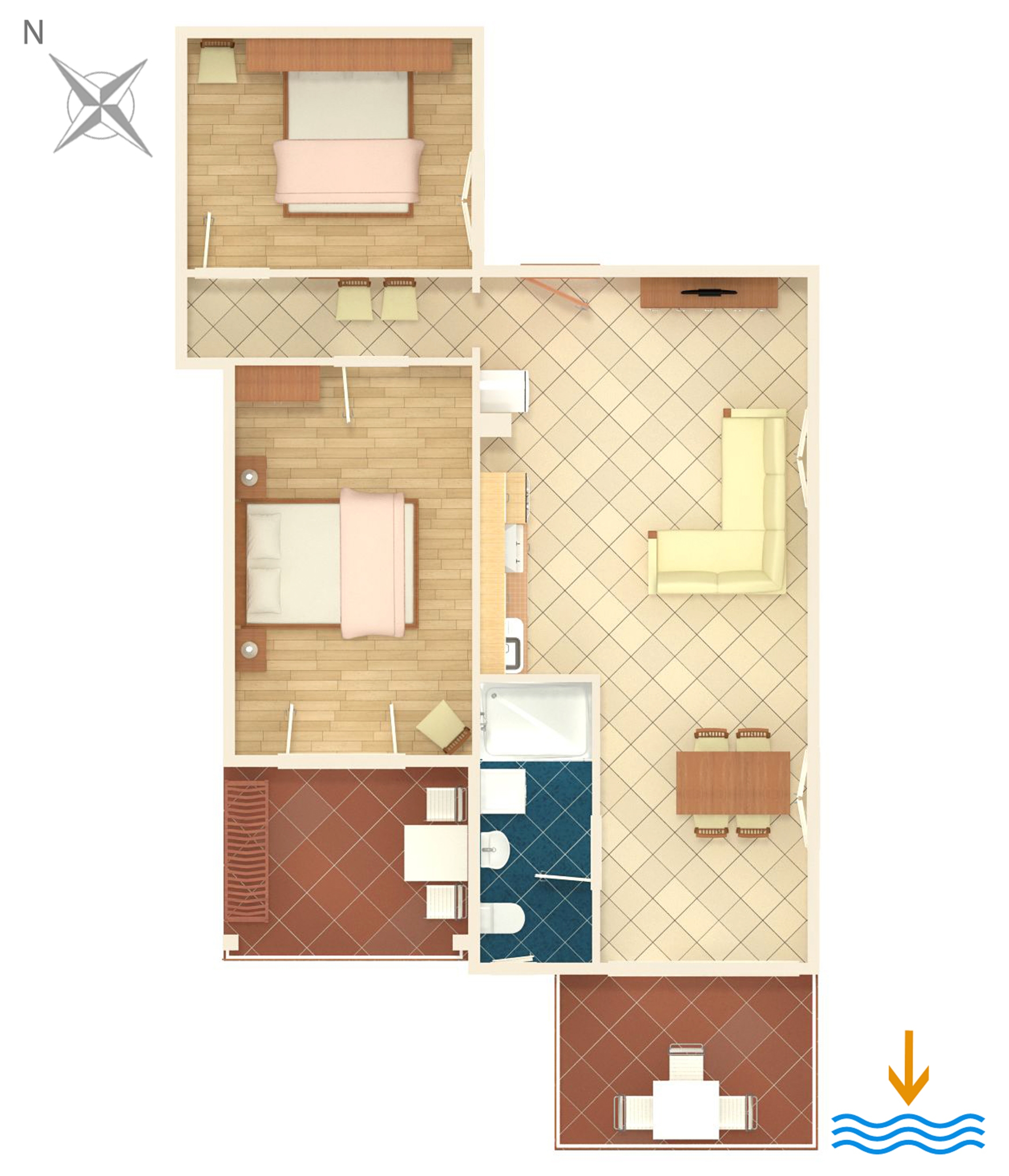 Two bedroom apartment with terrace and sea view Jadranovo, Crikvenica  A-c