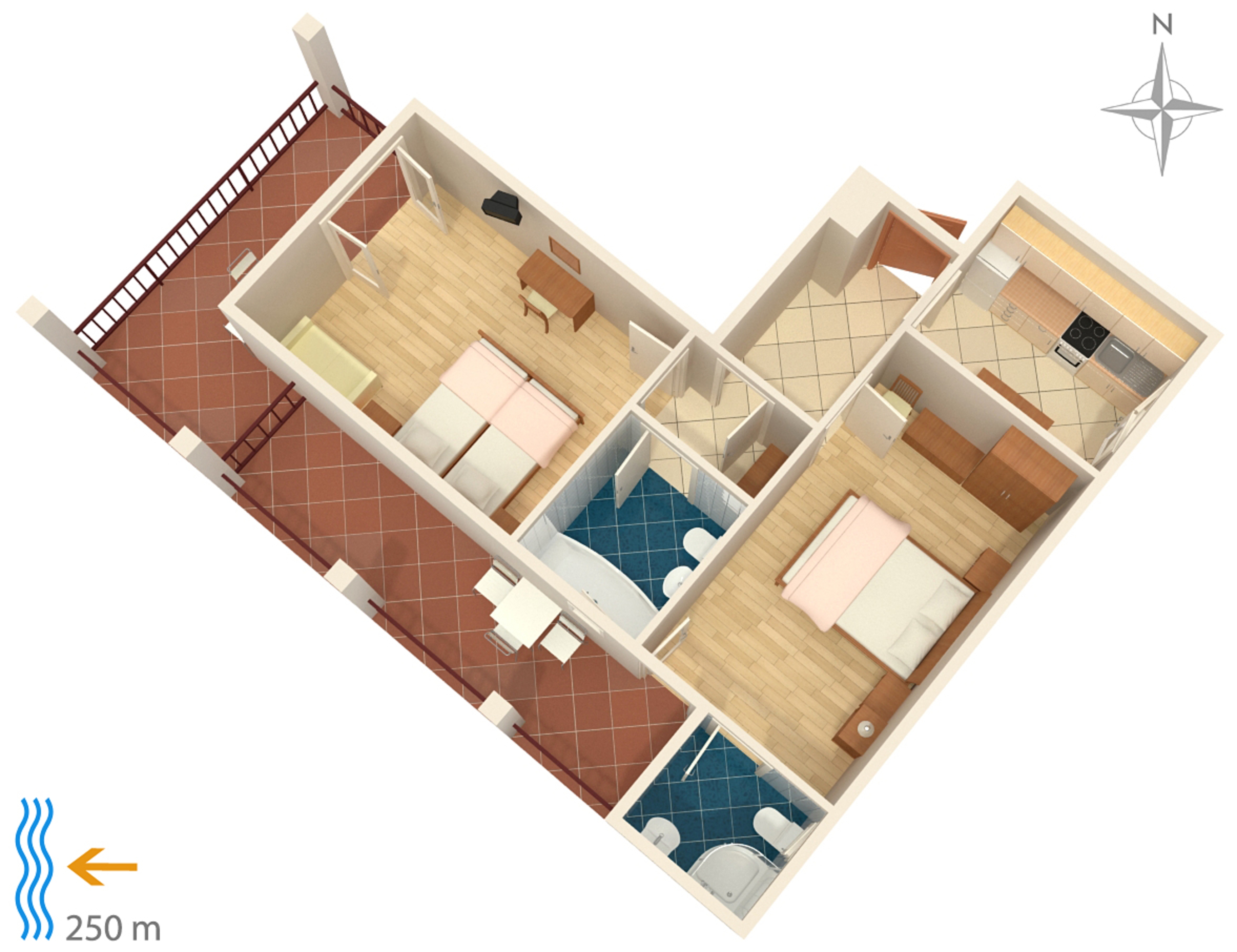 Two bedroom apartment with terrace and sea view Selce, Crikvenica  A-a