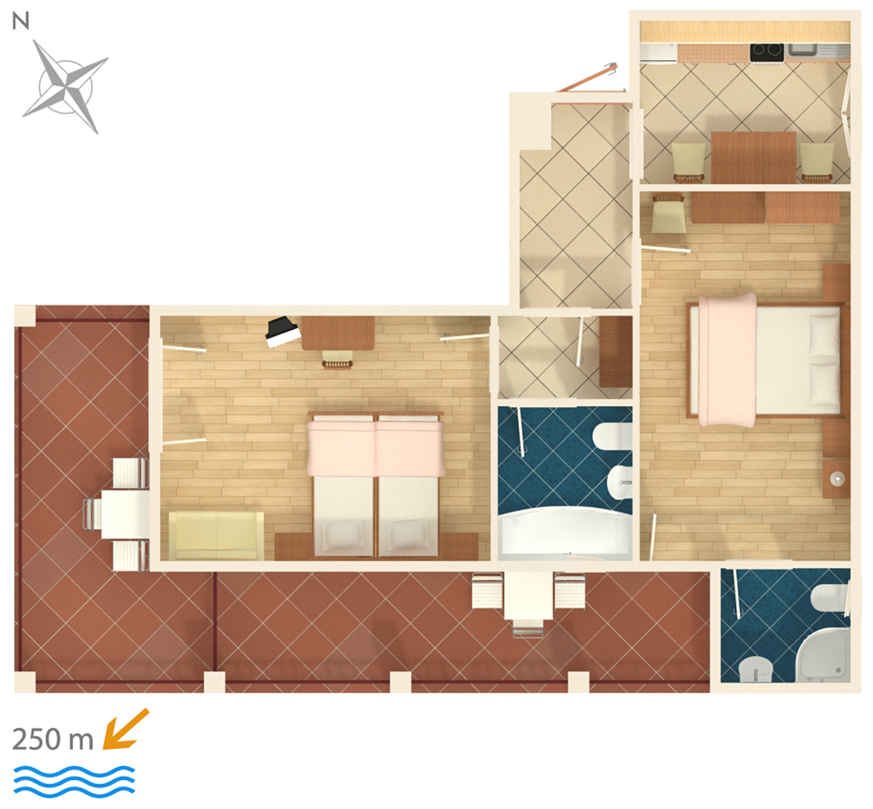 Two bedroom apartment with terrace and sea view Selce, Crikvenica  A-a