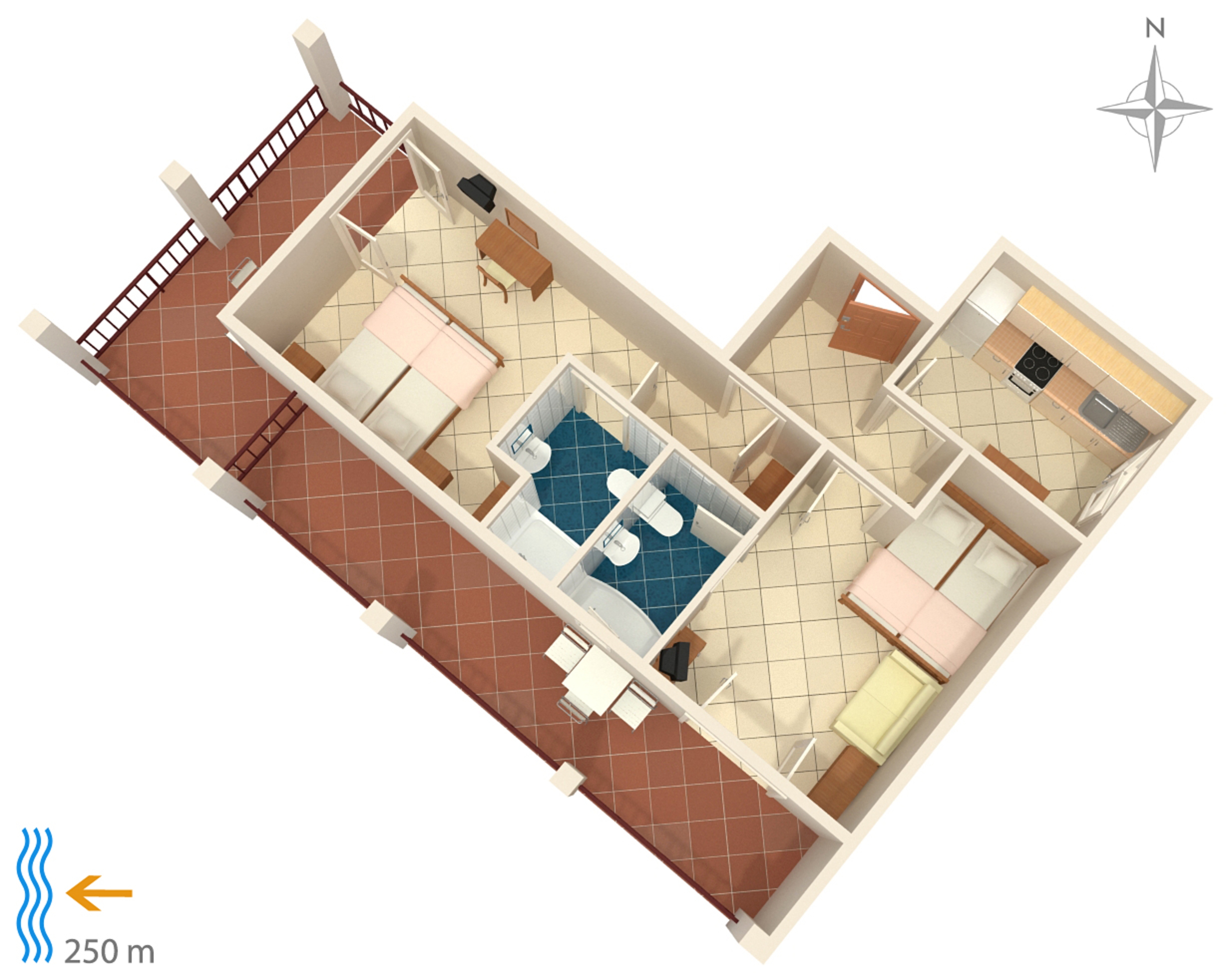 Two bedroom apartment with terrace Selce, Crikvenica  A-b