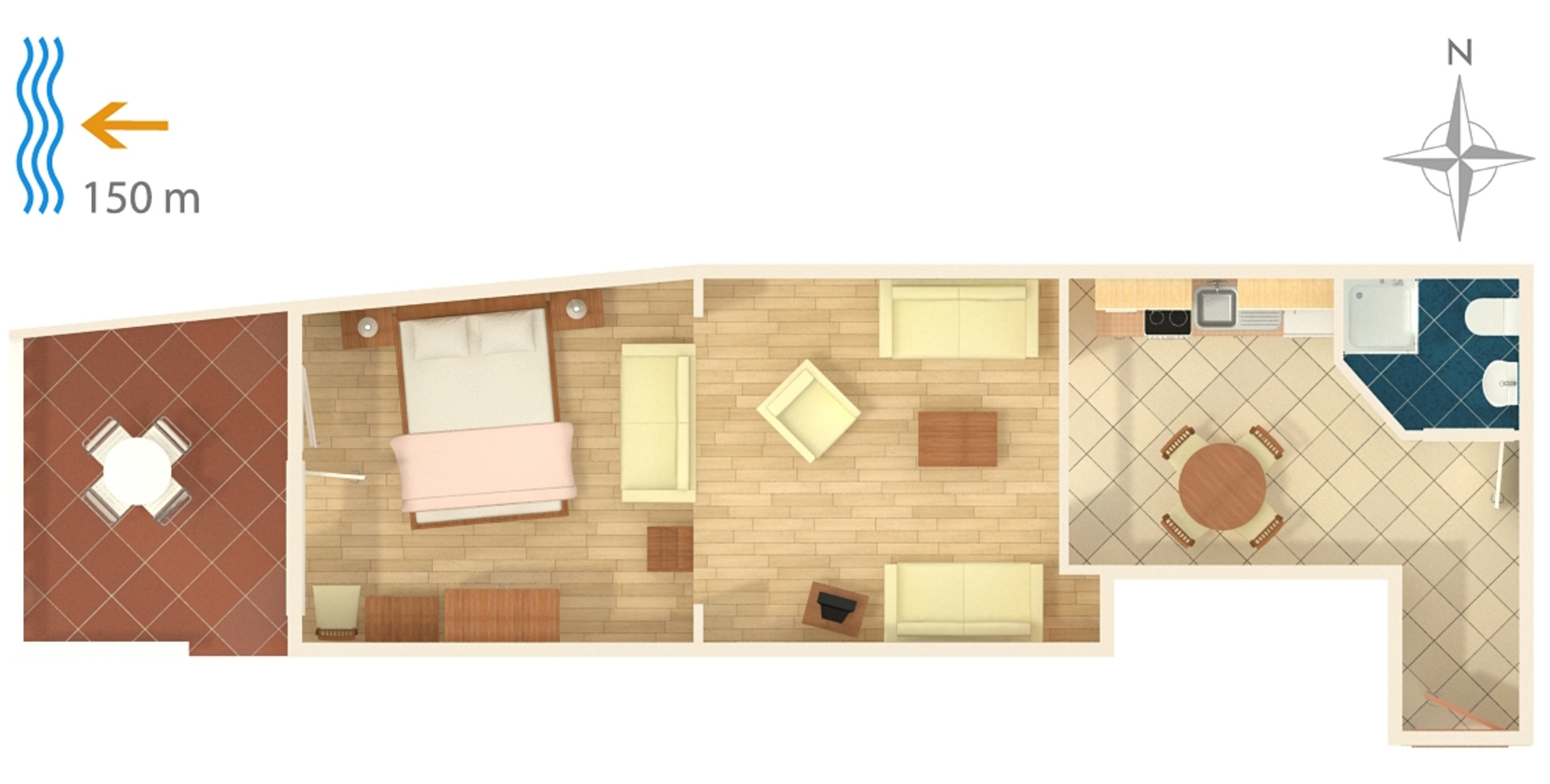 Studio flat with terrace and sea view Dramalj, Crikvenica  AS-a