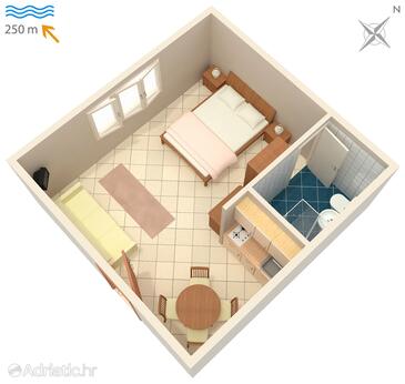 Plan Crikvenica, Plan in the studio-apartment, WIFI.