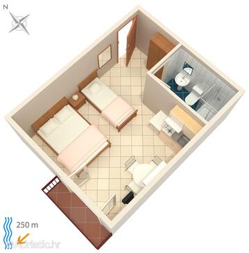 Plan Crikvenica, Plan in the studio-apartment, WIFI.