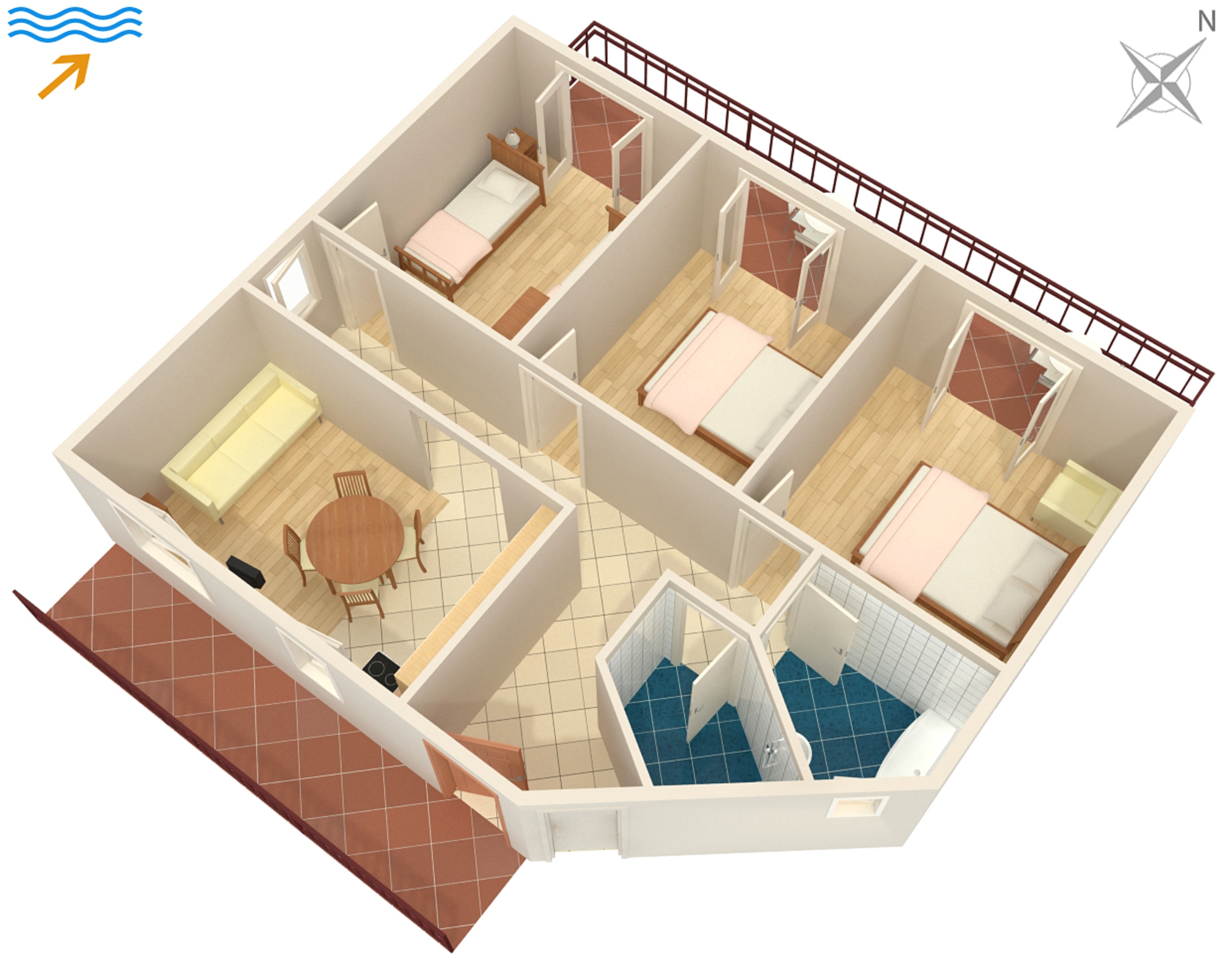 Three bedroom apartment with balcony Malinska, Krk  A-a
