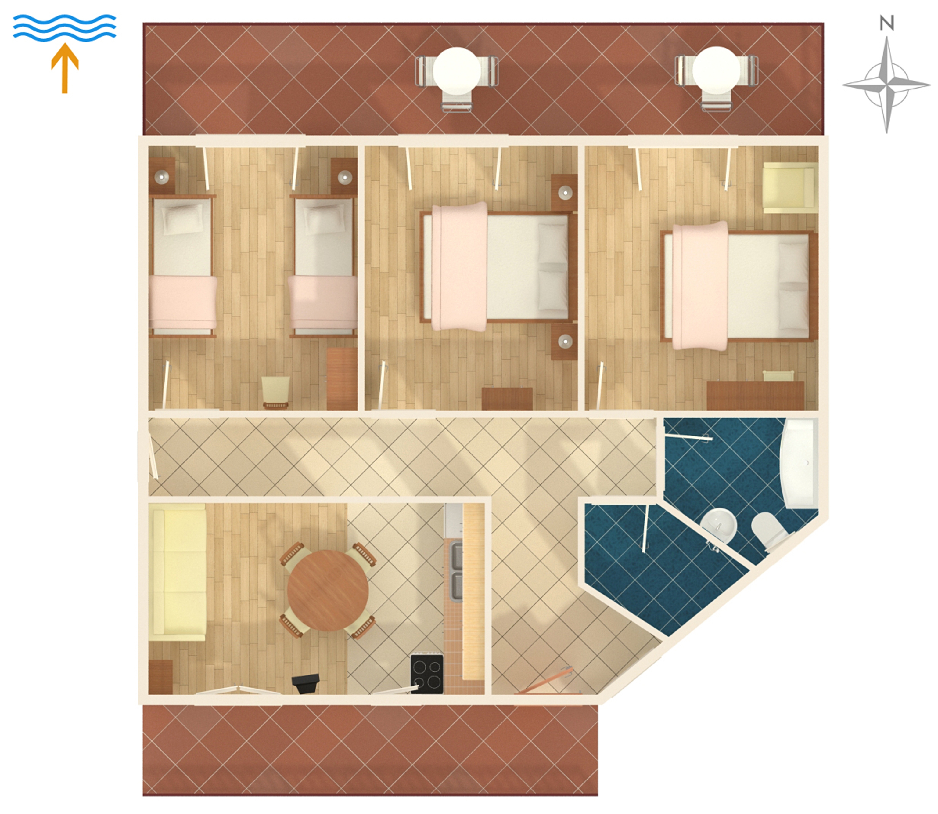Three bedroom apartment with balcony Malinska, Krk  A-a