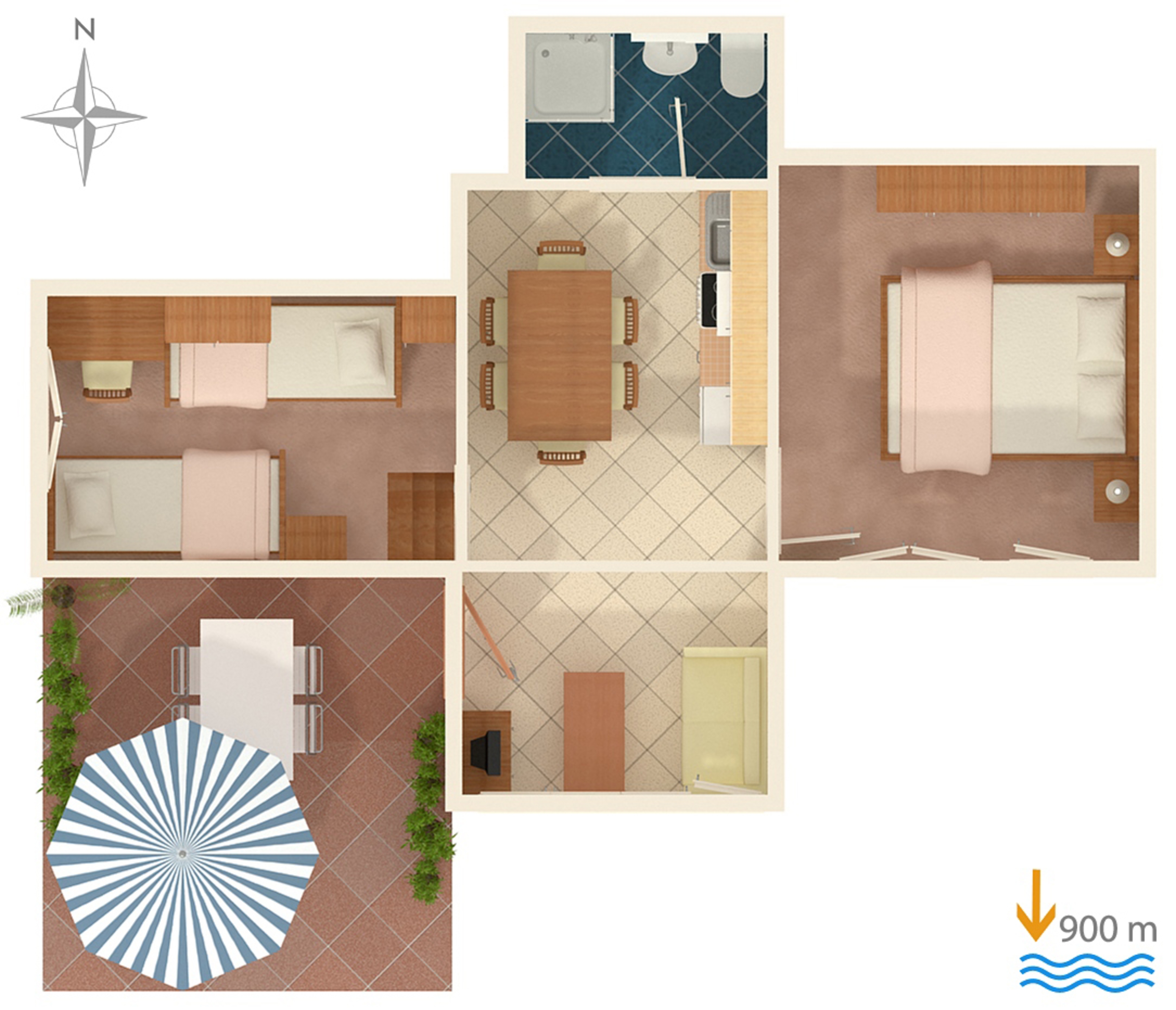 Two bedroom apartment with terrace Njivice, Krk  A-b