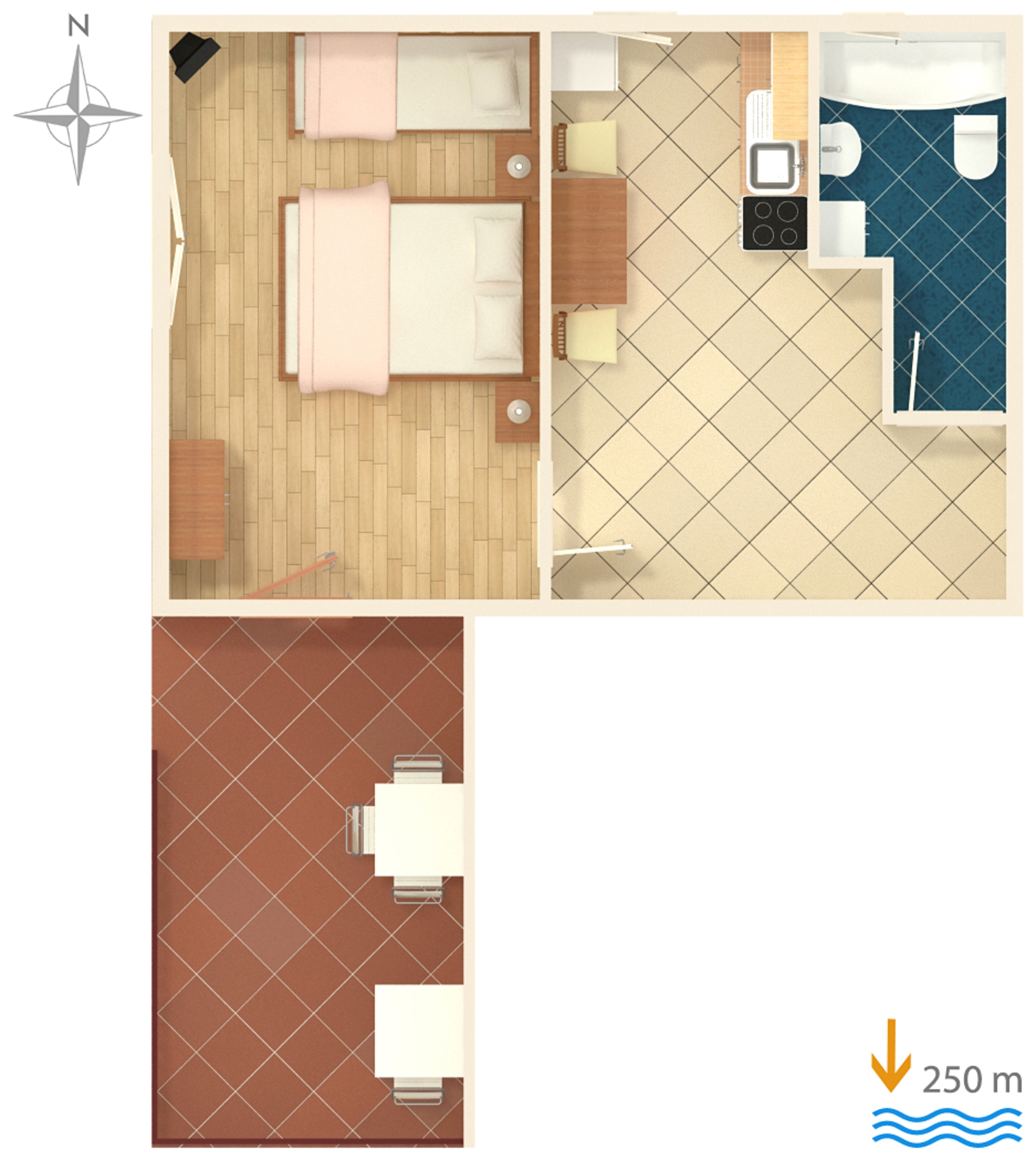 One bedroom apartment with terrace Dramalj, Crikvenica  A-a