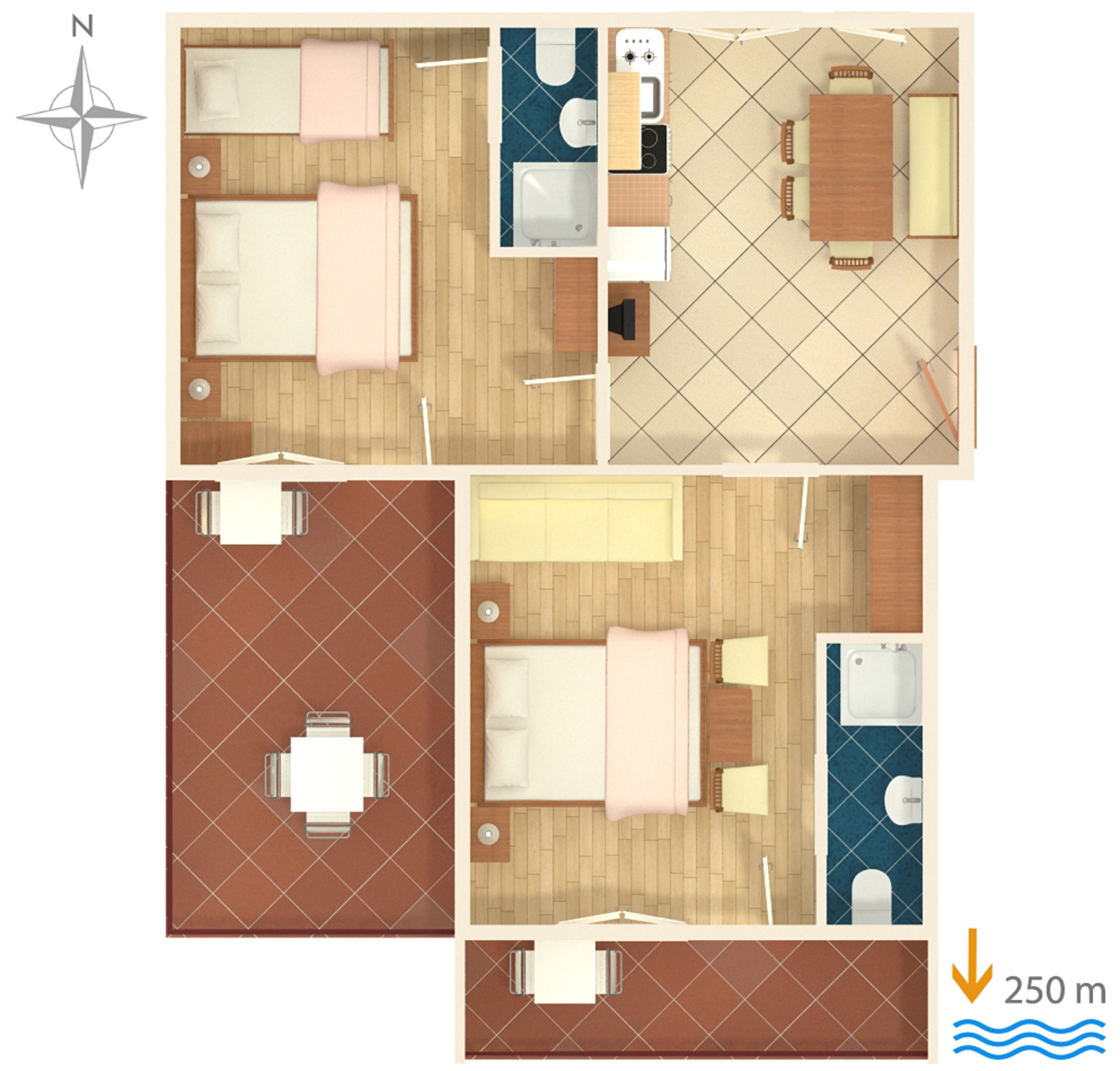 One bedroom apartment with terrace and sea view Dramalj, Crikvenica  A-b