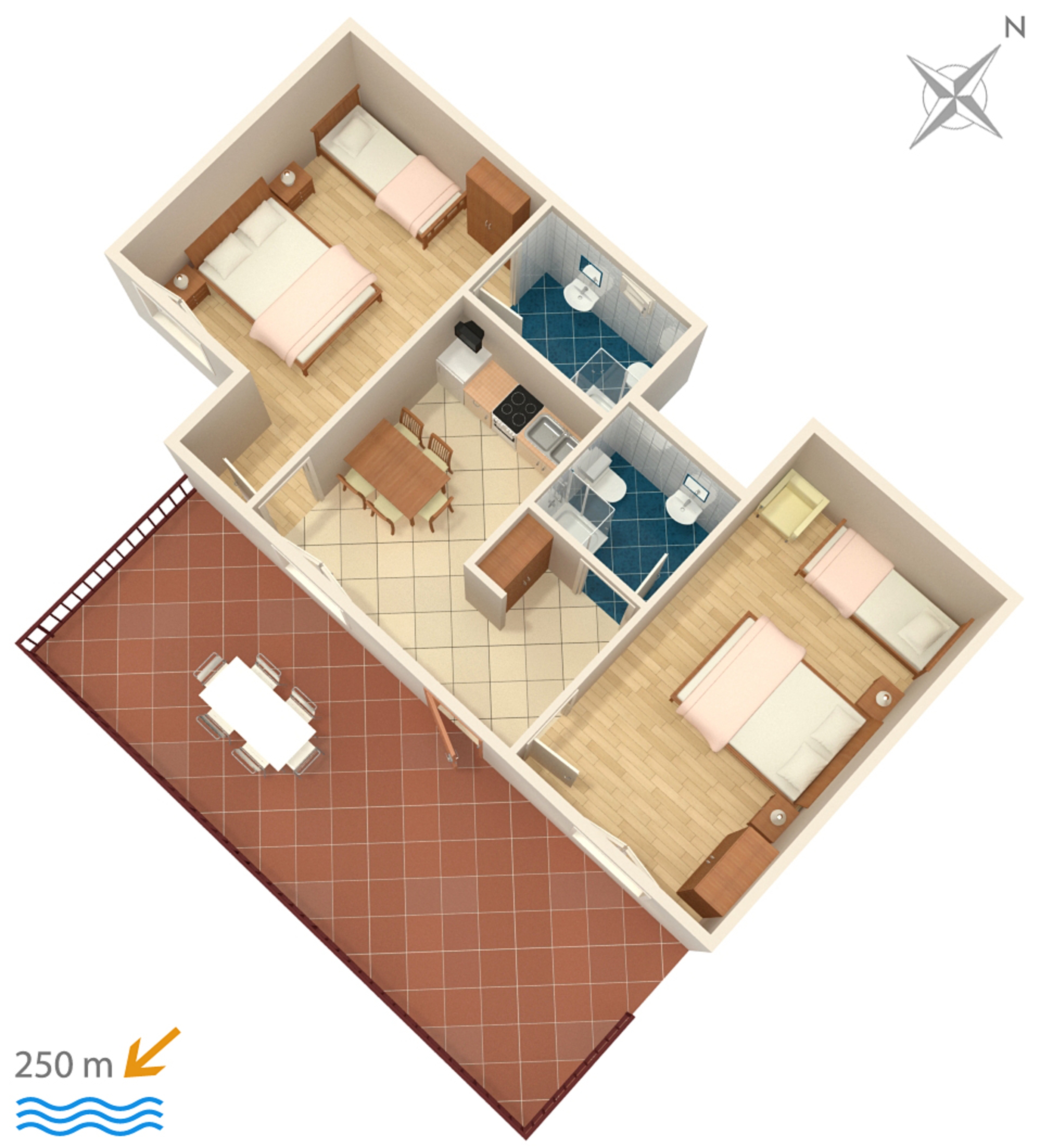 One bedroom apartment with terrace and sea view Dramalj, Crikvenica  A-c