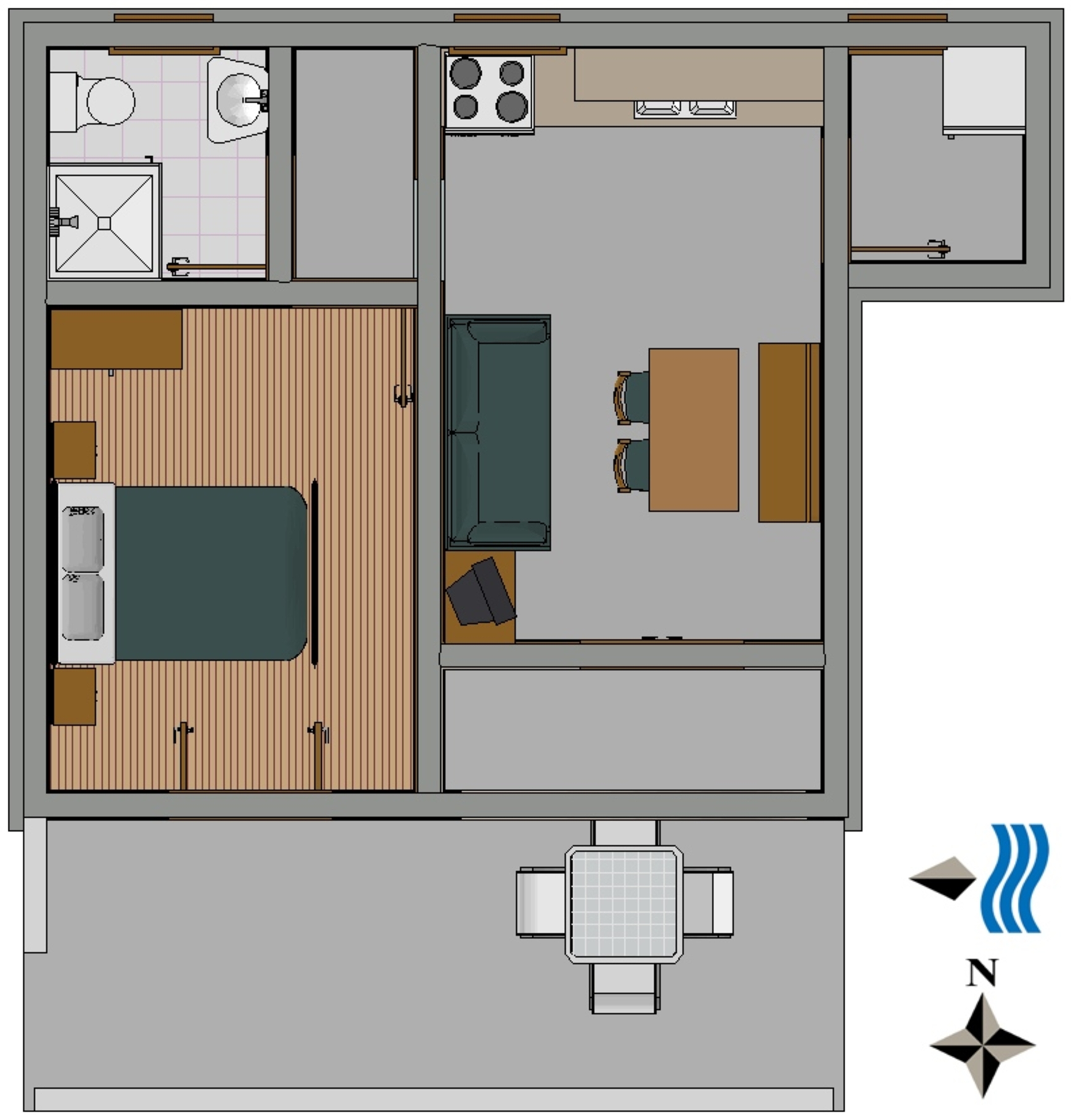 One bedroom apartment with terrace Povile, Novi Vinodolski  A-c