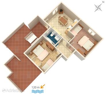 Zubovići, plattegrond in the apartment, (pet friendly) en WiFi.