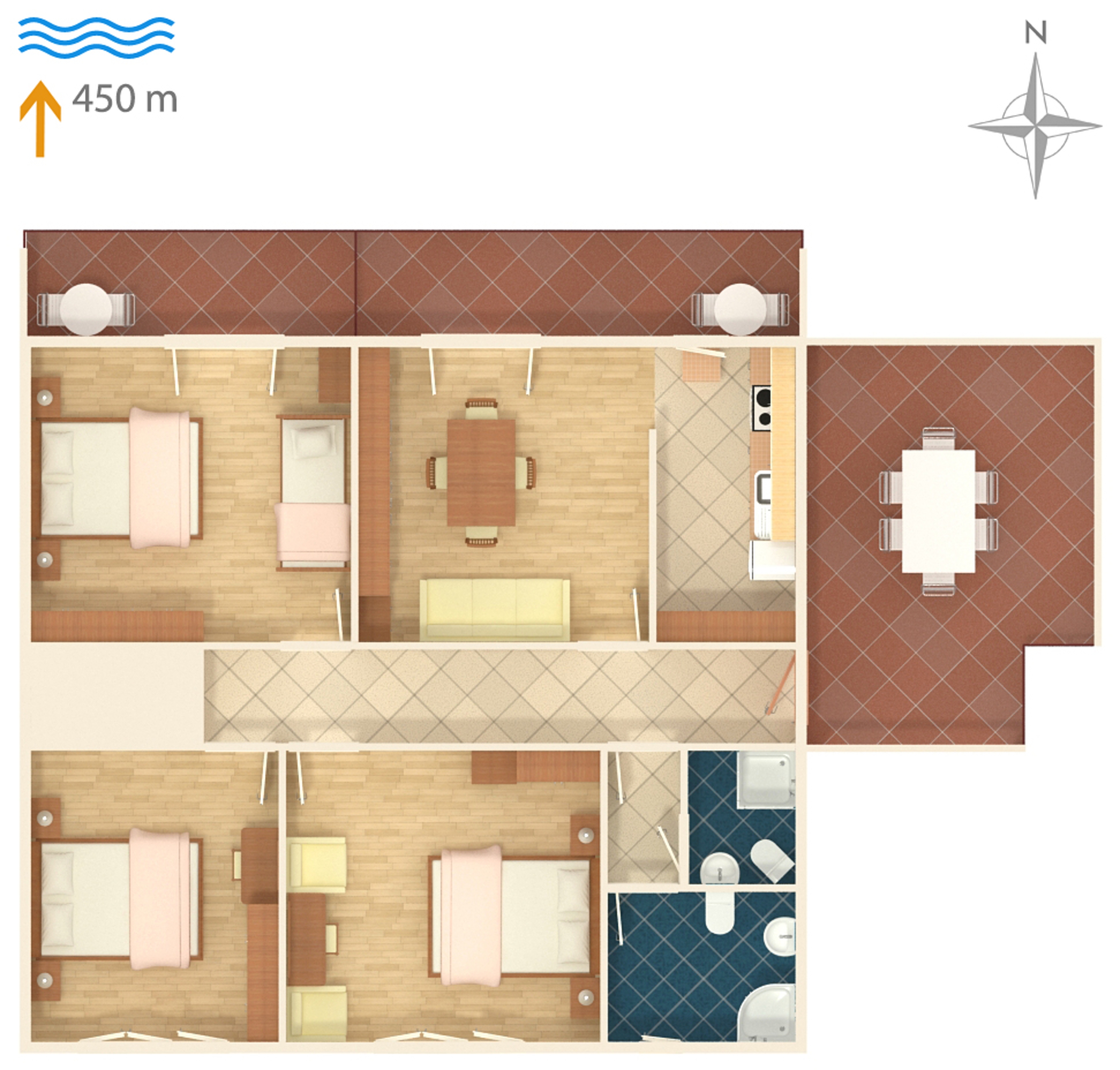 Three bedroom apartment with terrace and sea view Novi Vinodolski  A-a