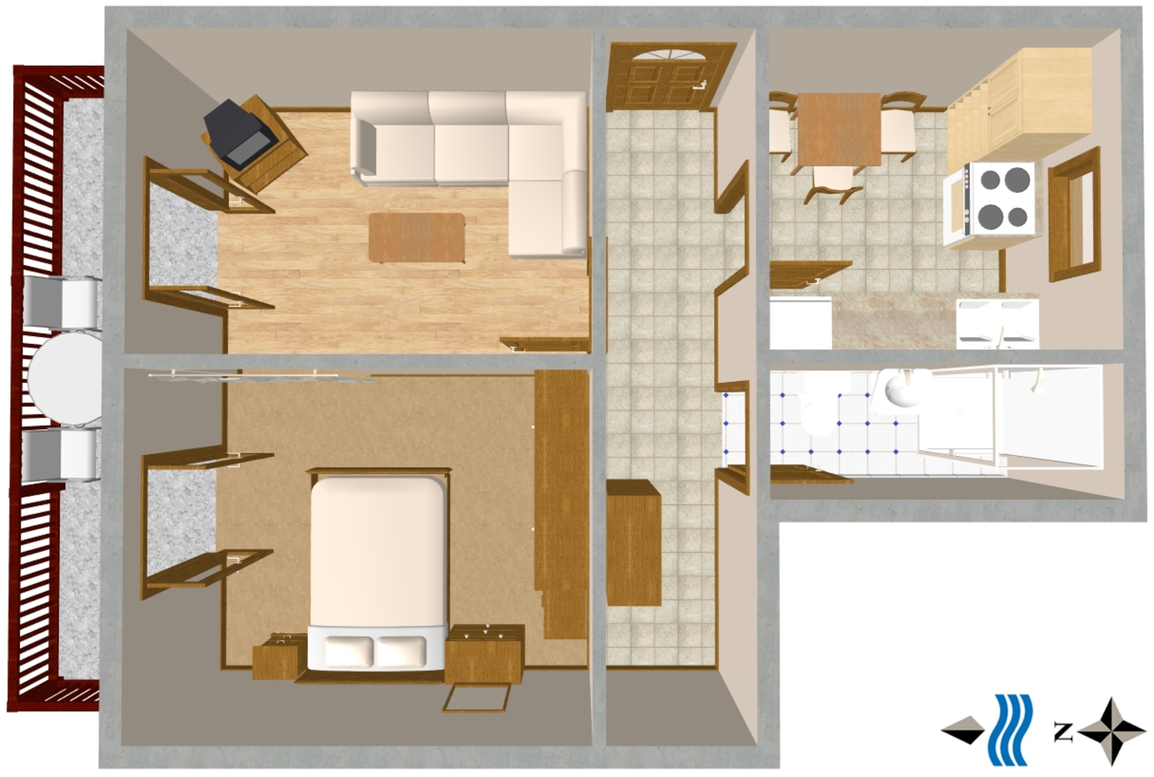 One bedroom apartment with balcony and sea view Novi Vinodolski  A-a