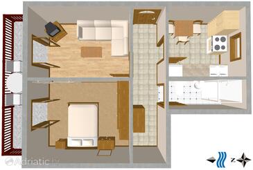 Novi Vinodolski, plattegrond in the apartment, WiFi.