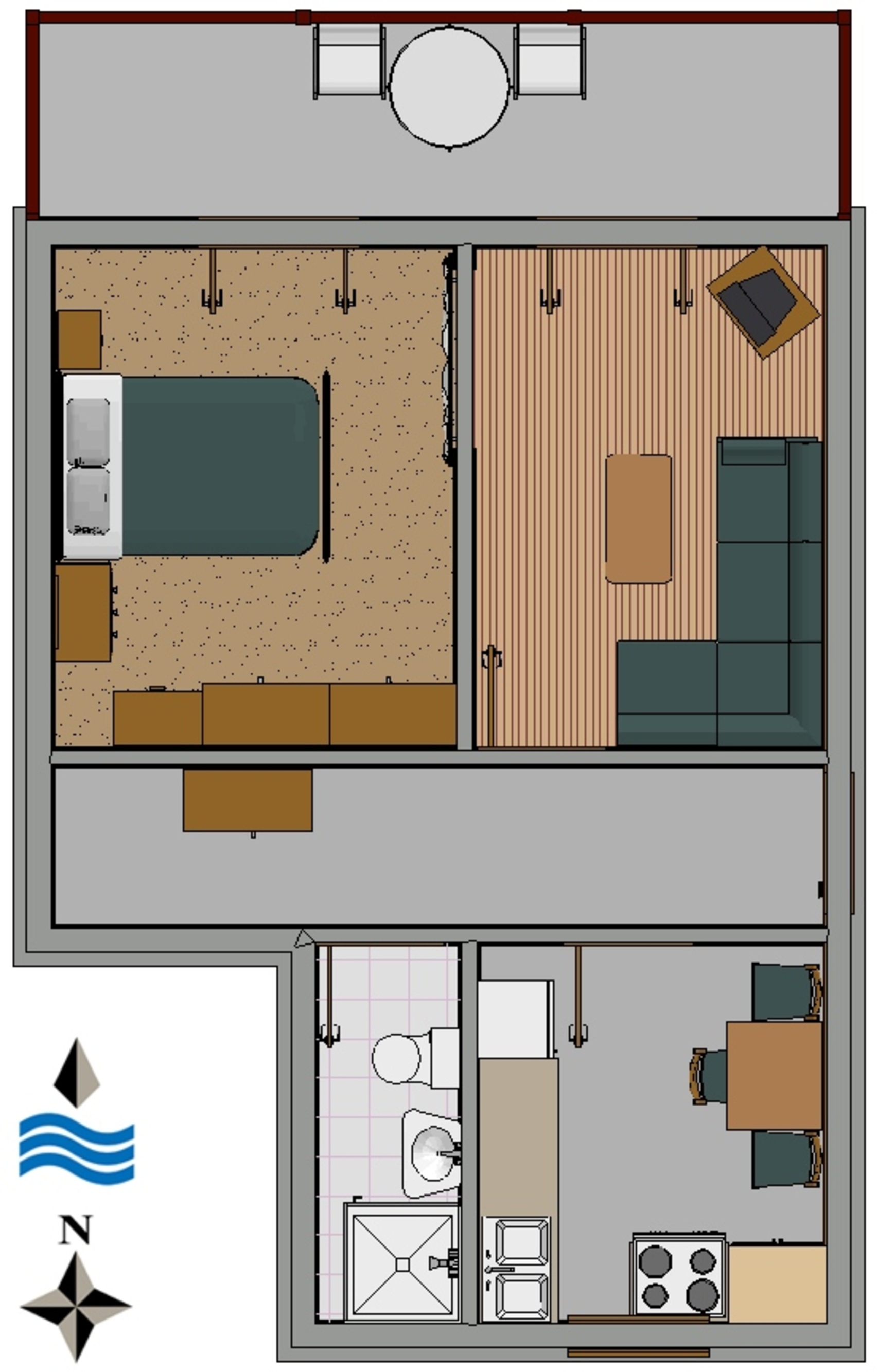 One bedroom apartment with balcony and sea view Novi Vinodolski  A-a