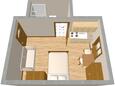 Komiža, plattegrond in the studio-apartment, (pet friendly) en WiFi.