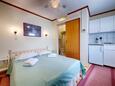 Ložnice Komiža, Ložnice v ubytování typu studio-apartment, s klimatizací, domácí mazlíčci povoleni a WiFi.