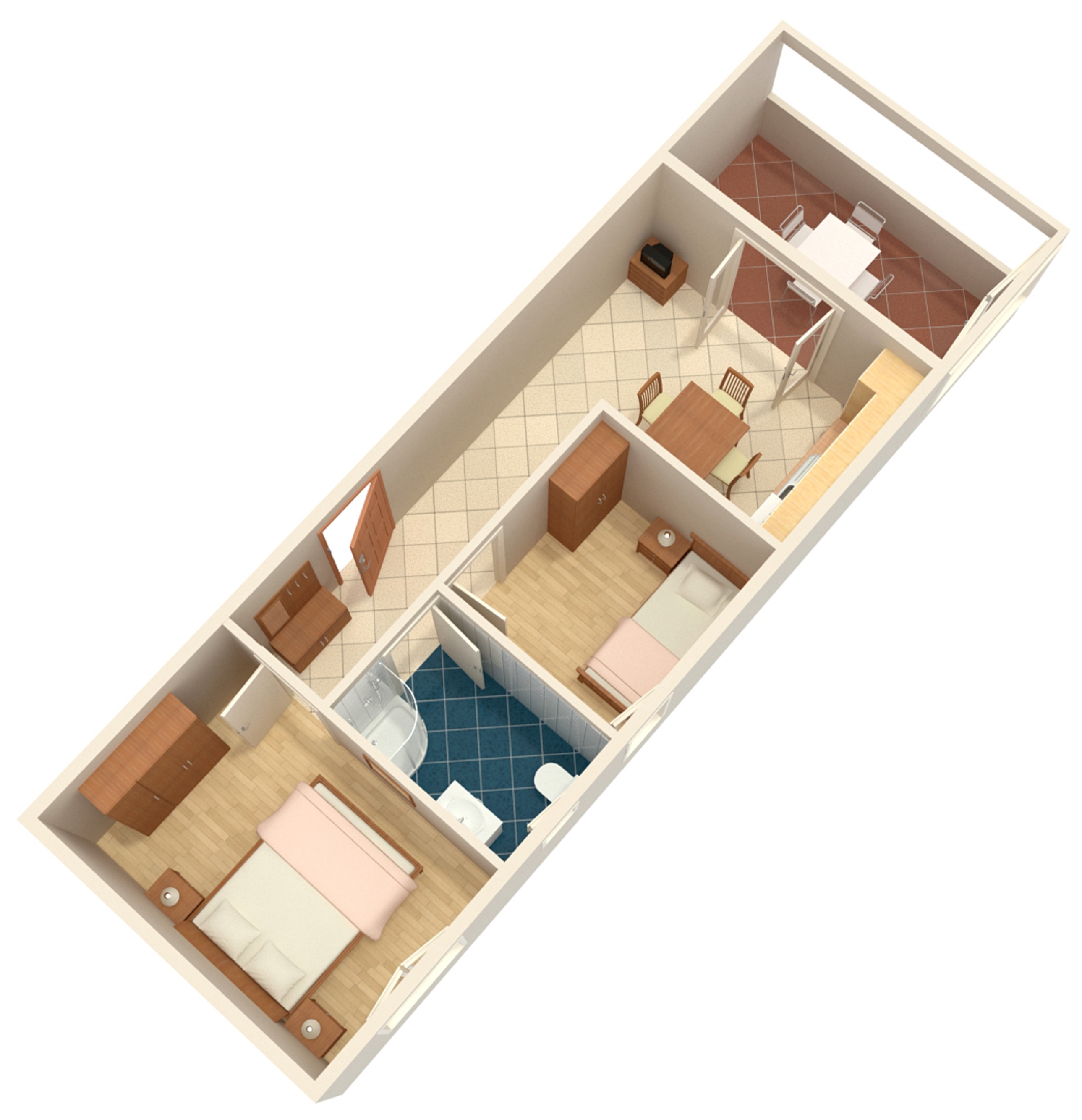 Two bedroom apartment with terrace and sea view Povljana, Pag  A-b