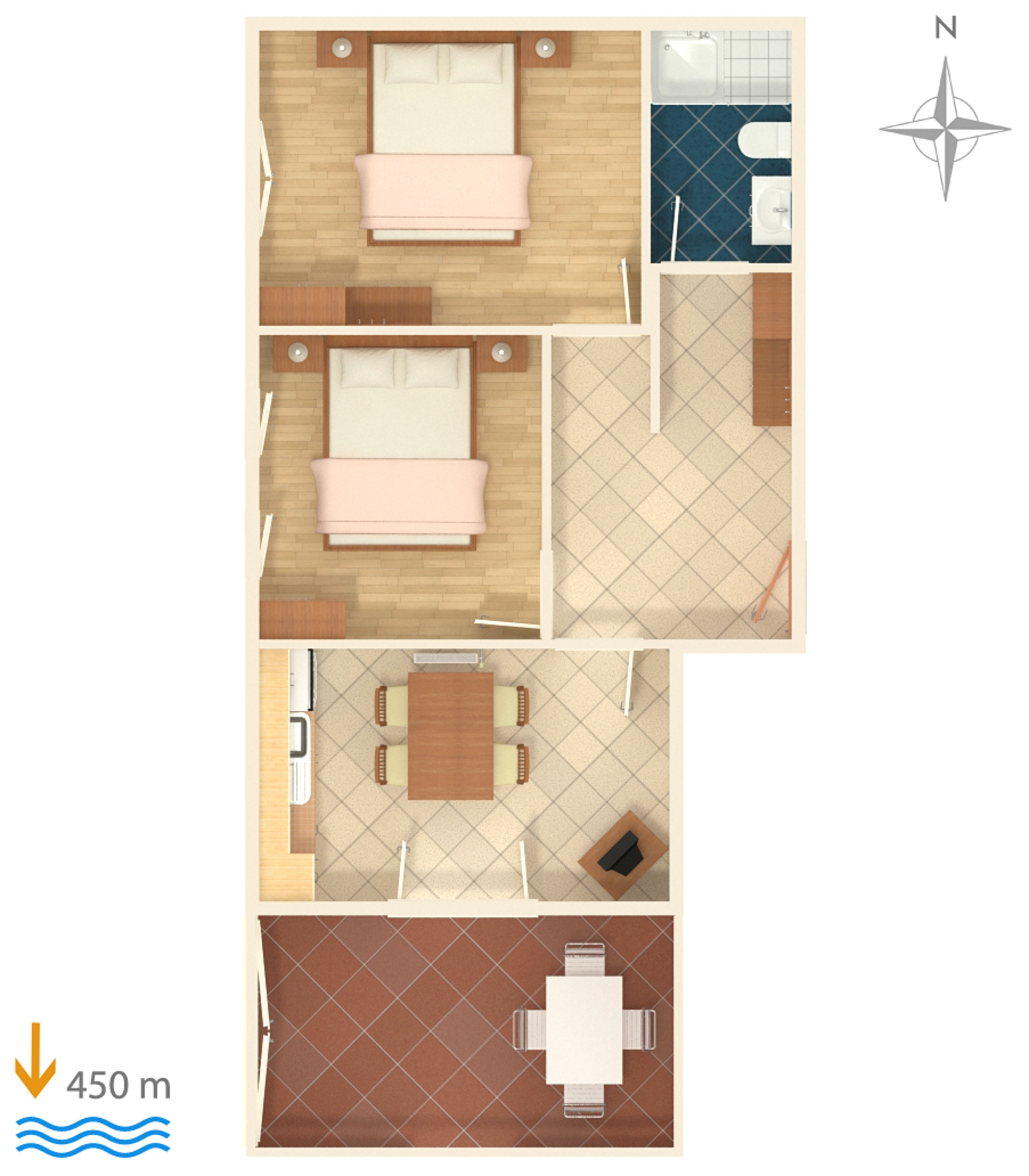 Two bedroom apartment with terrace Povljana, Pag  A-c