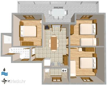 Rogačić, plattegrond in the apartment, (pet friendly) en WiFi.