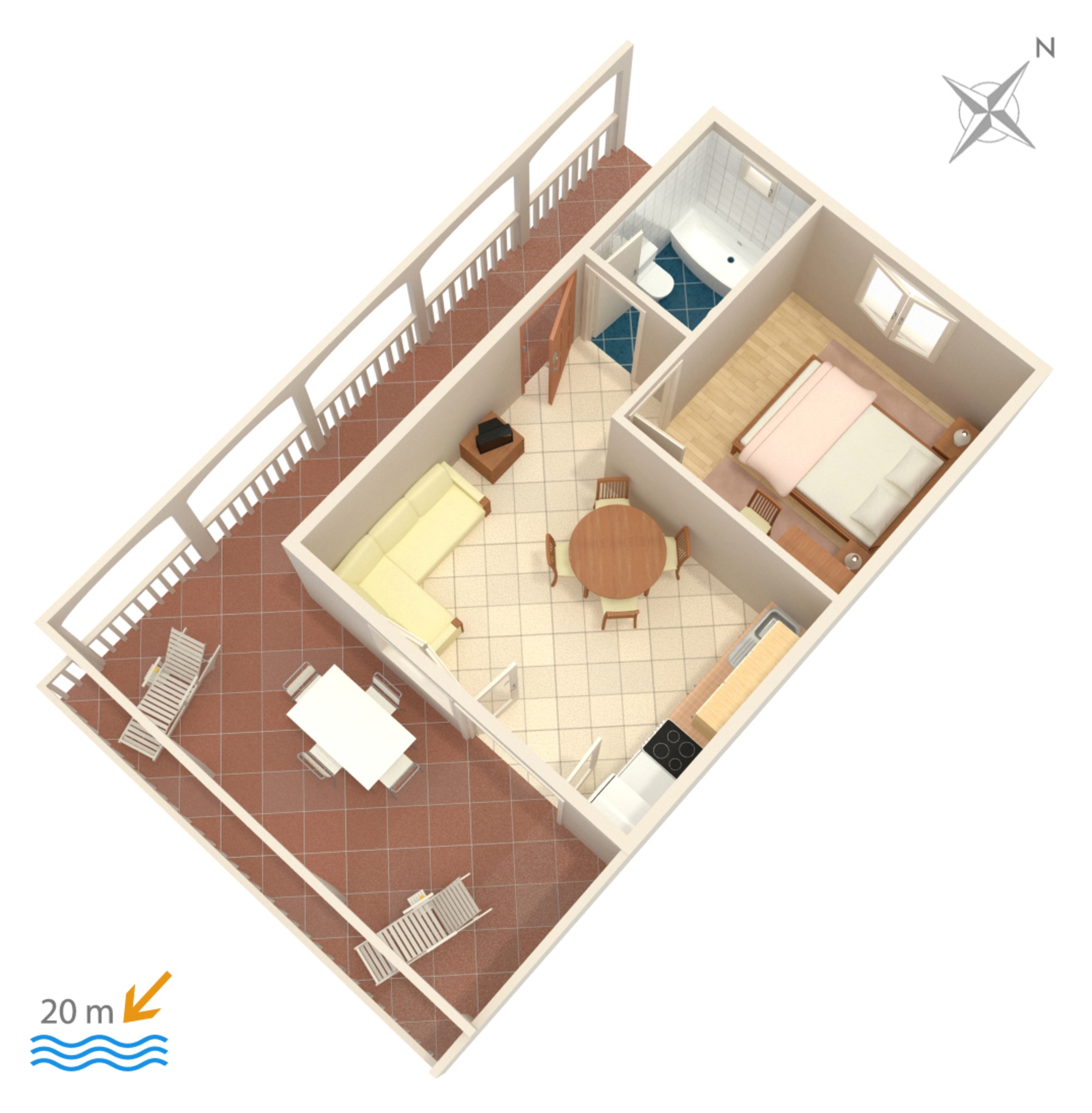 One bedroom apartment near beach Milna, Vis  A-a