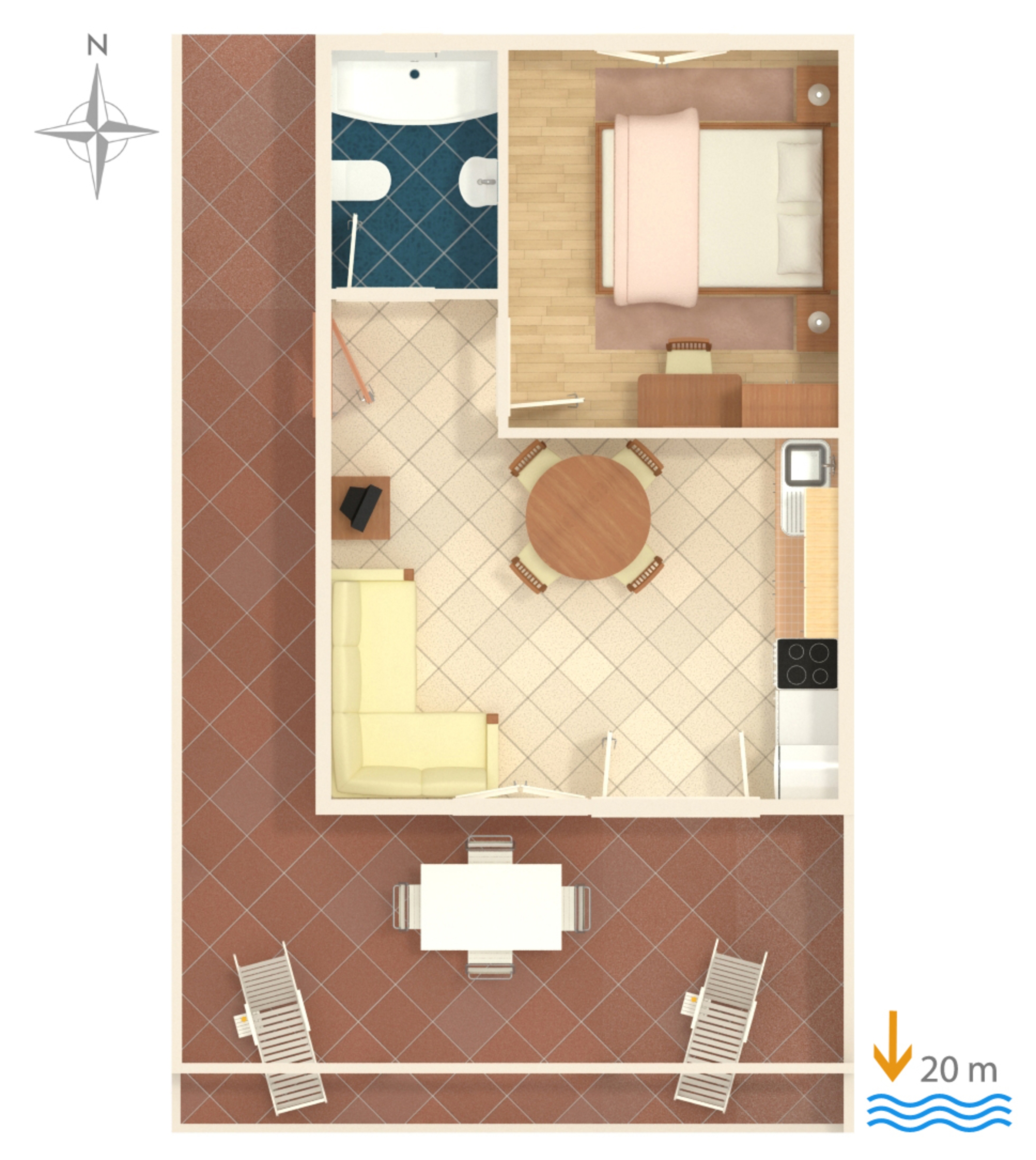 One bedroom apartment near beach Milna, Vis  A-a