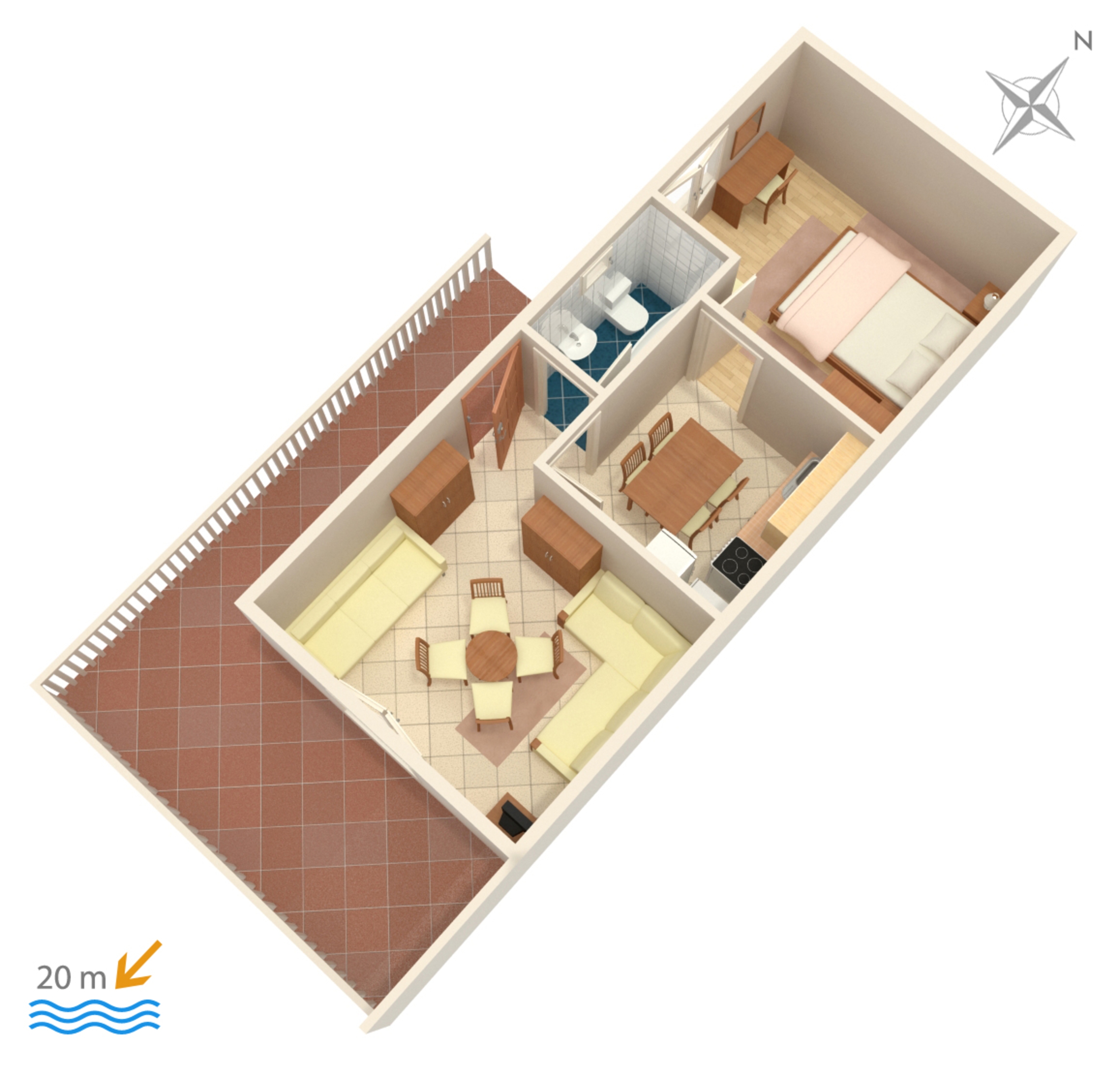 Two bedroom apartment near beach Milna, Vis  A-c