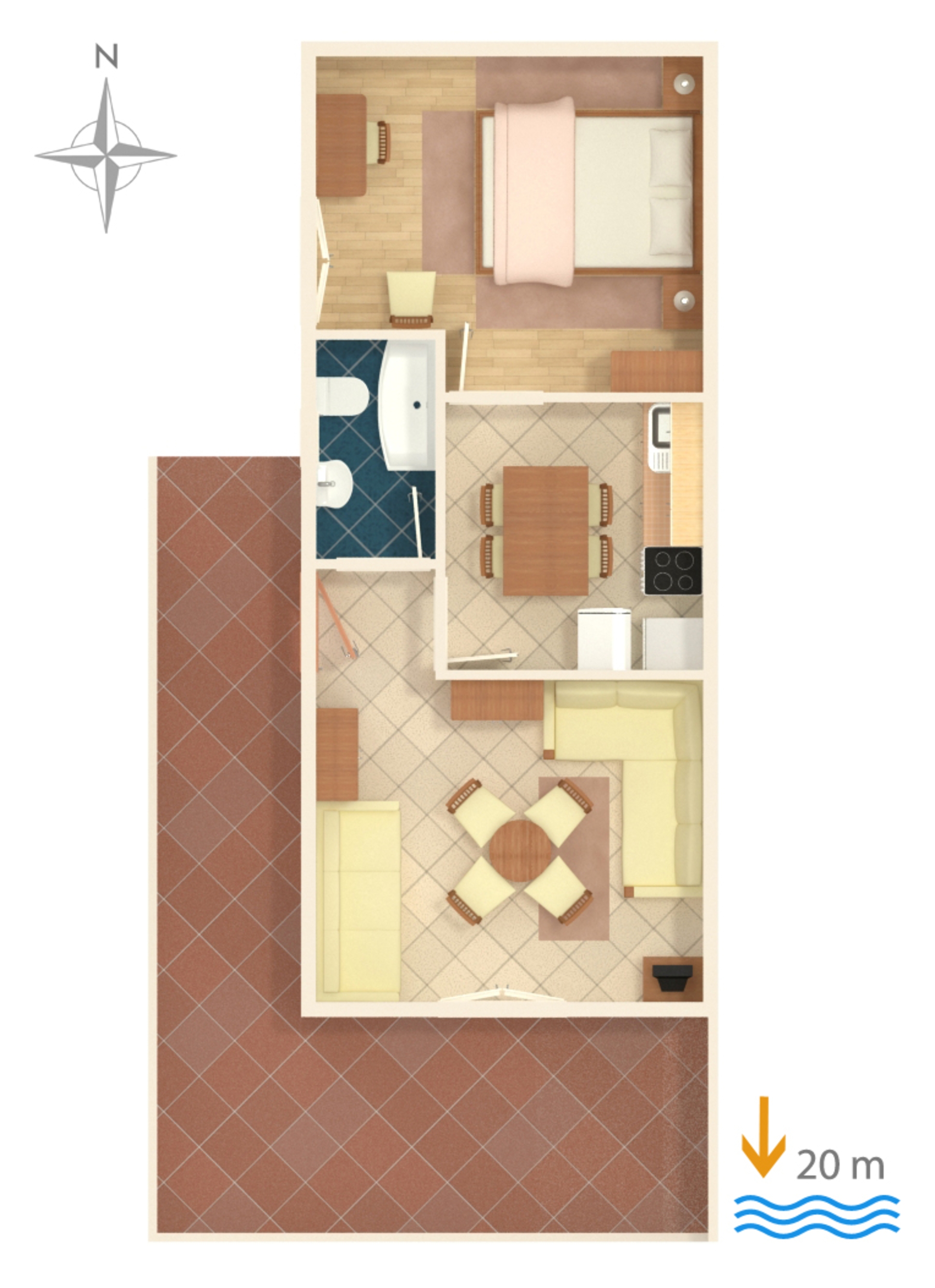 Two bedroom apartment near beach Milna, Vis  A-c
