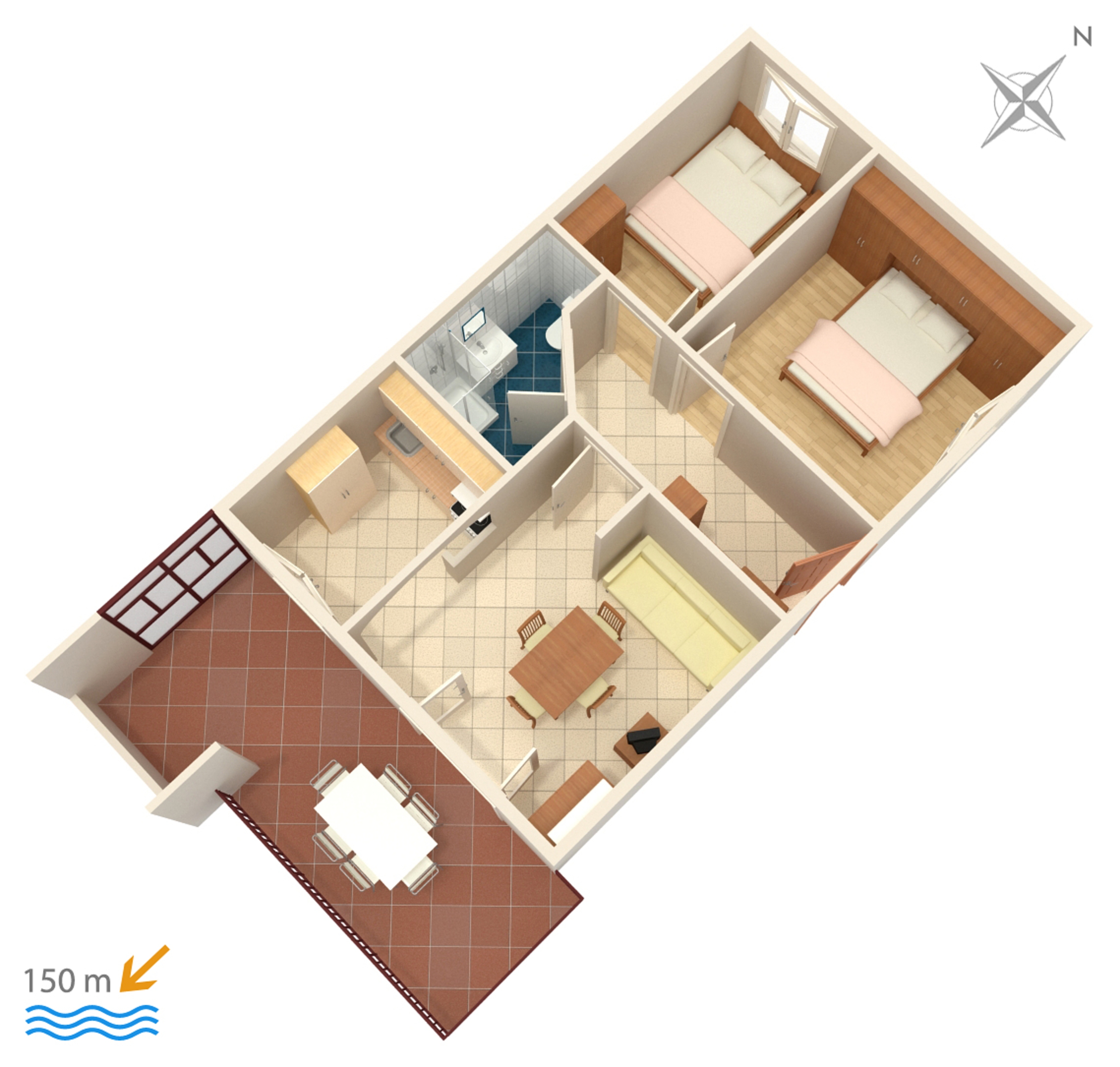 Two bedroom apartment with terrace and sea view Vis  A-a