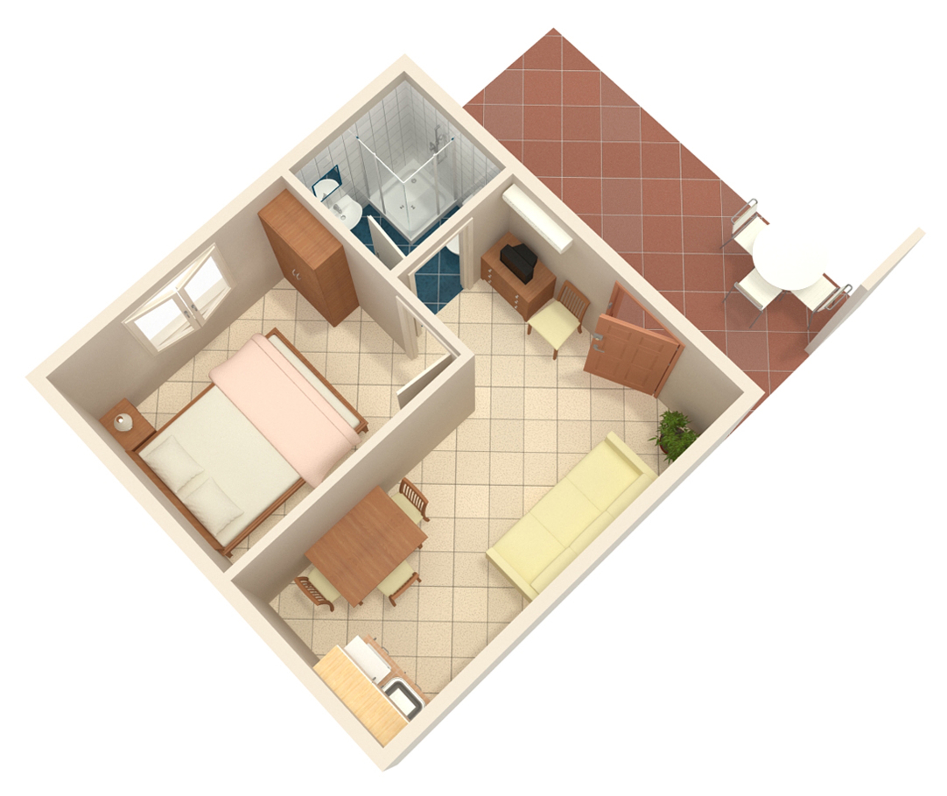 One bedroom apartment with terrace Vis  A-b