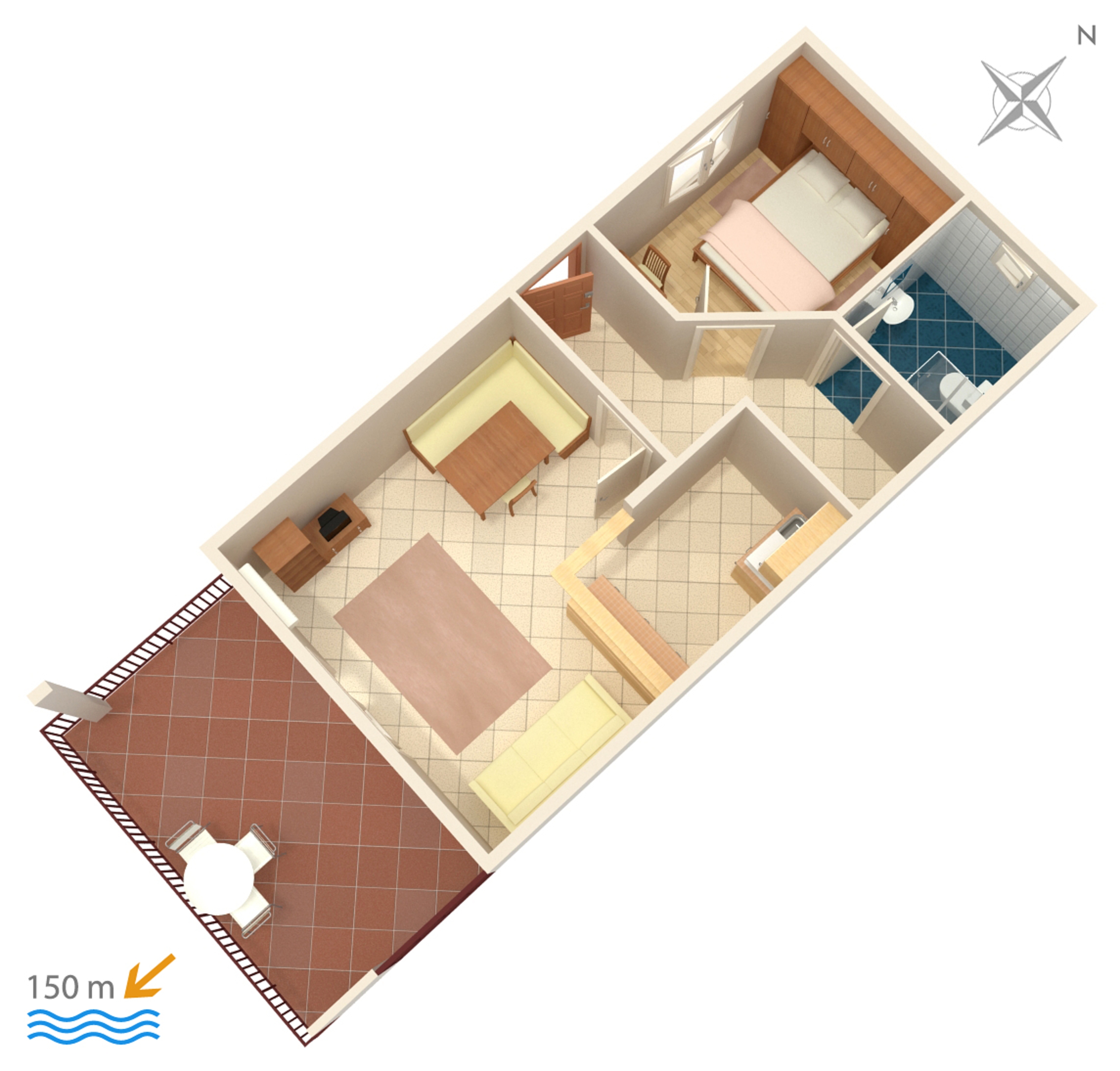 One bedroom apartment with terrace and sea view Vis  A-c