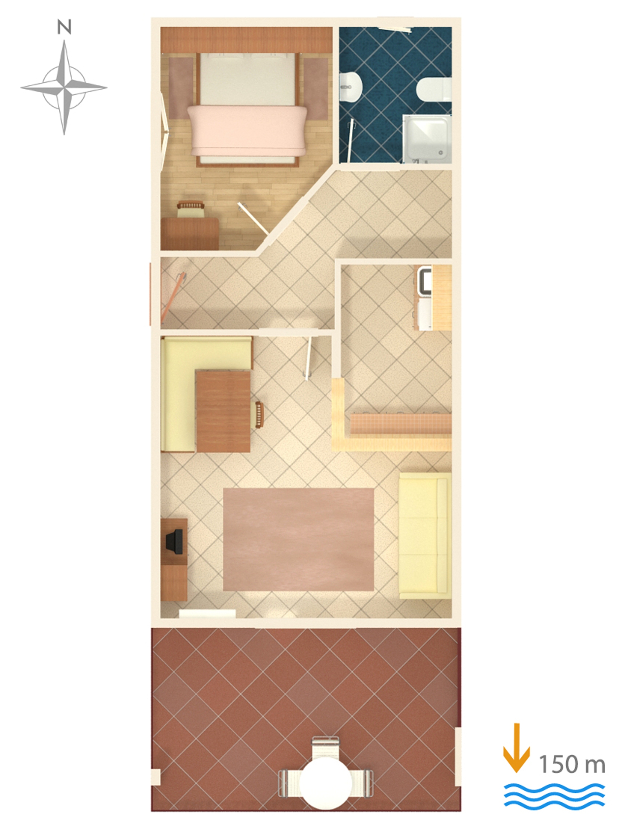 One bedroom apartment with terrace and sea view Vis  A-c