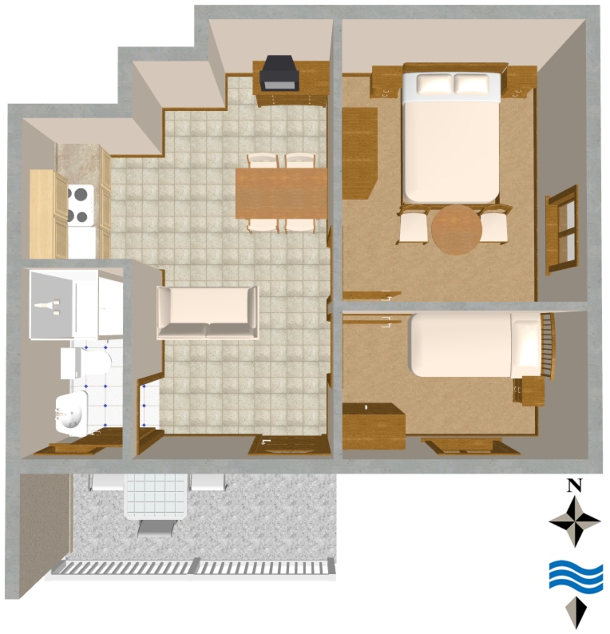 Two bedroom apartment with balcony Vis  A-a