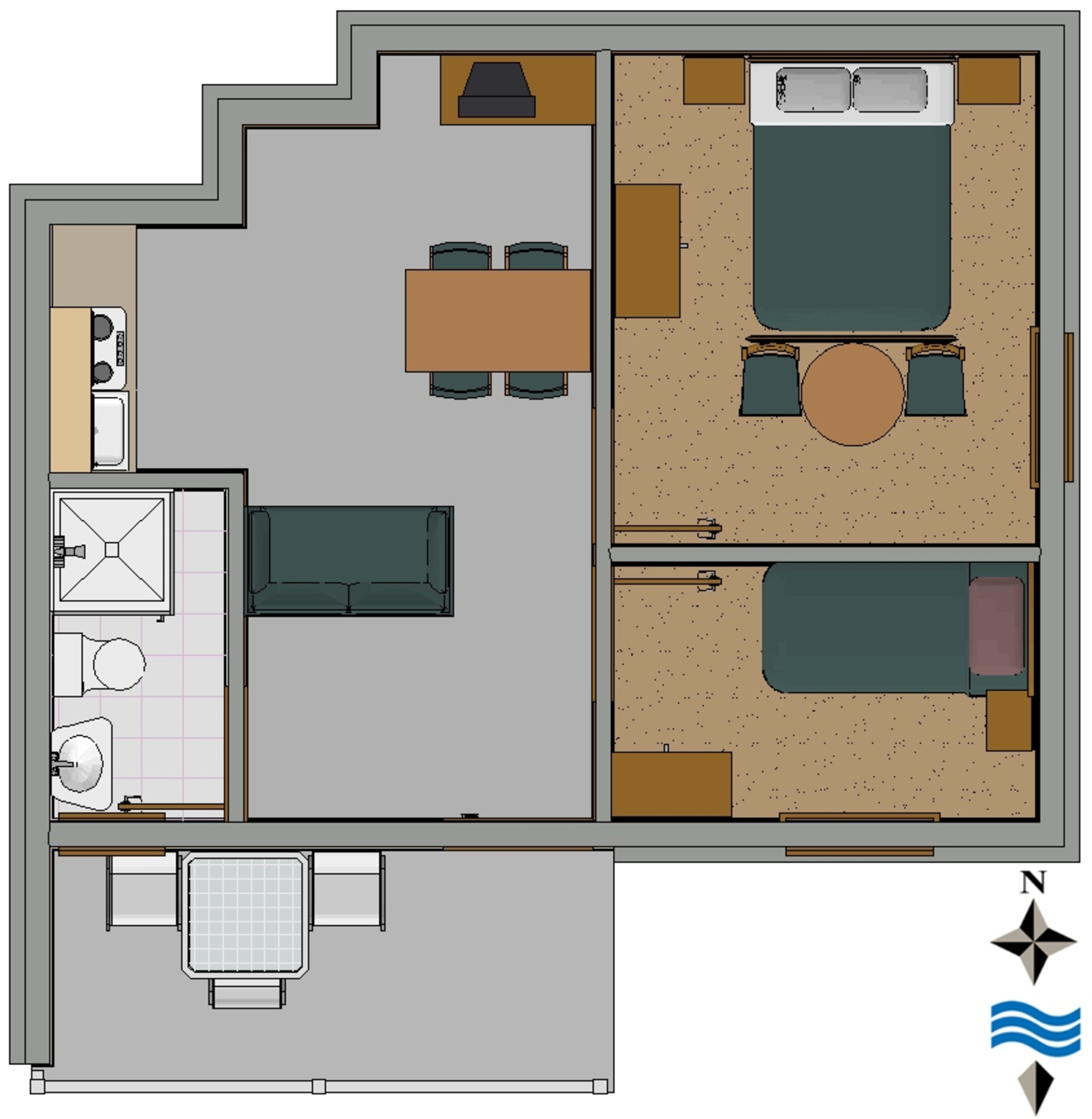Two bedroom apartment with balcony Vis  A-a