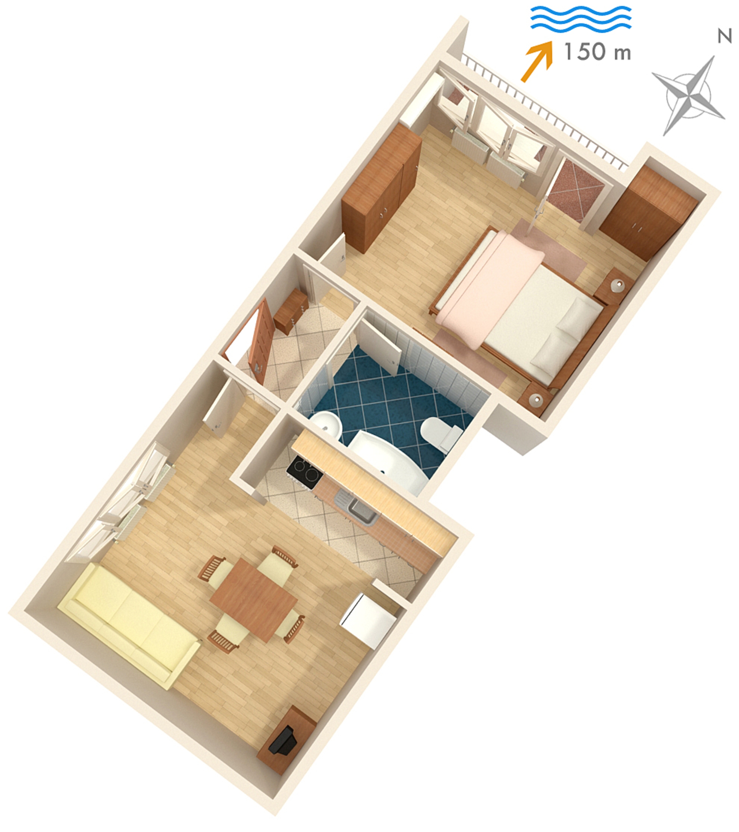 One bedroom apartment with terrace Mali Lošinj, Lošinj  A-a