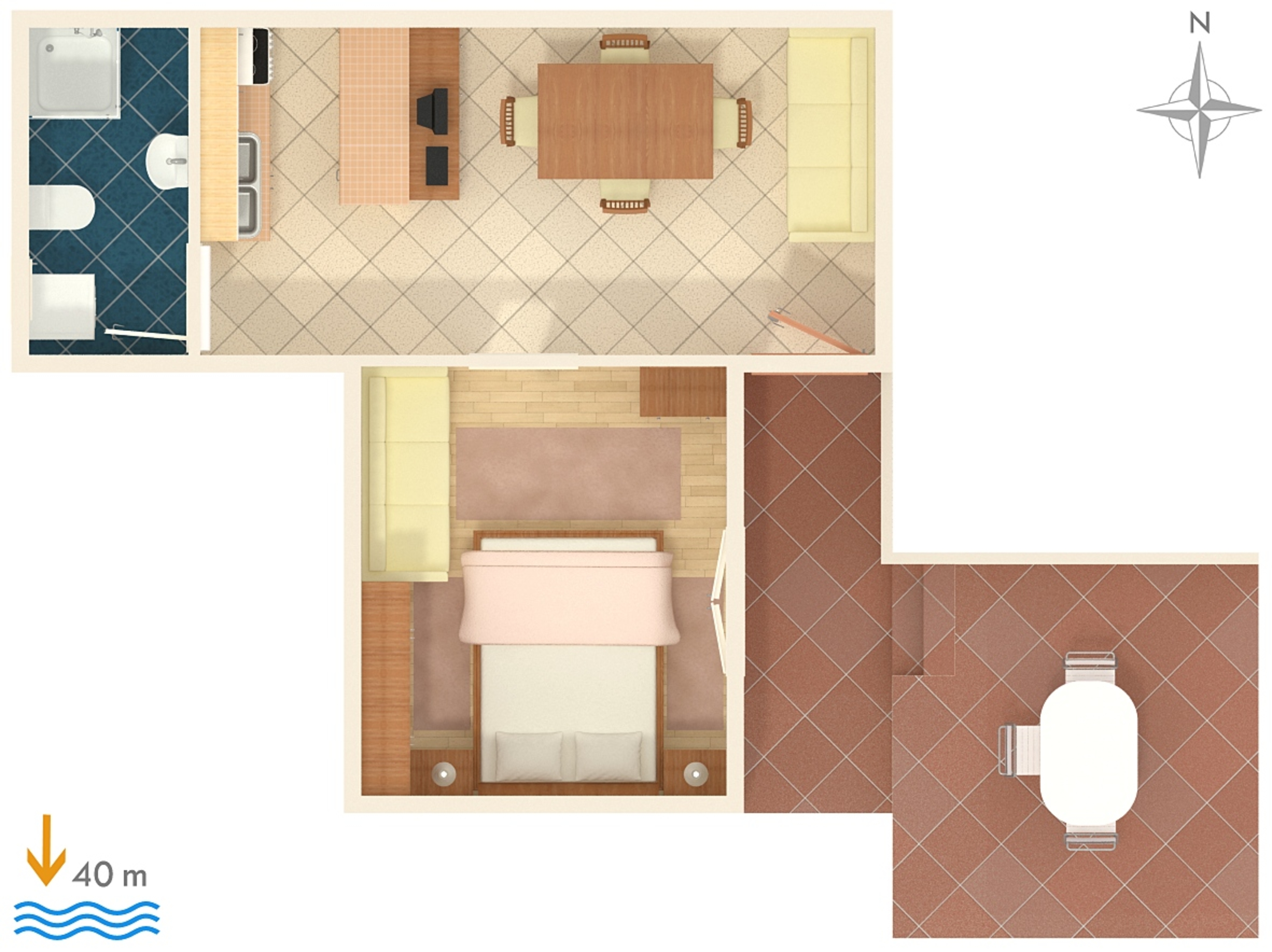One bedroom apartment with terrace Mali Lošinj, Lošinj  A-a