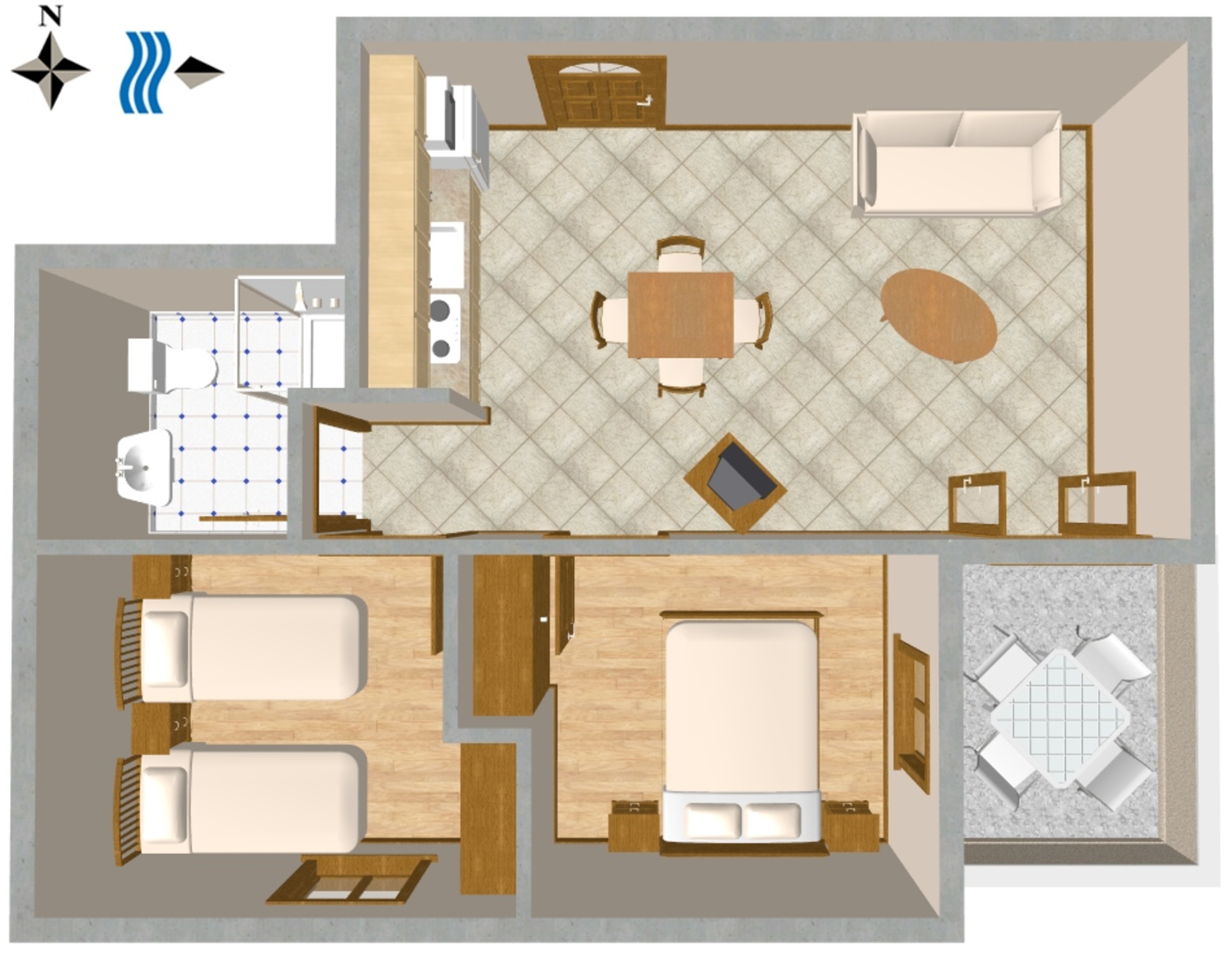 Two bedroom apartment with terrace and sea view Mali Lošinj, Lošinj  A-c