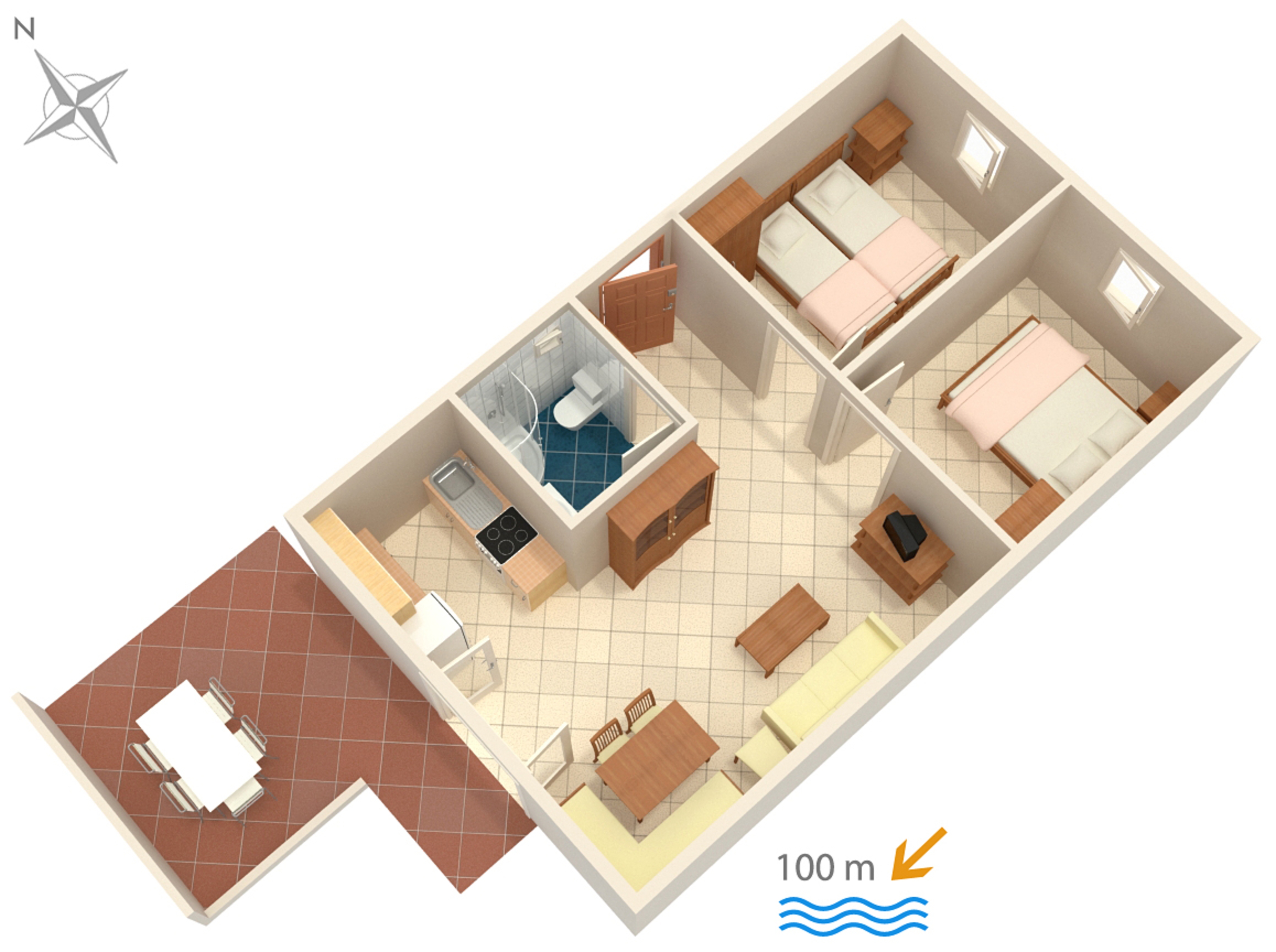 Two bedroom apartment with terrace Artatore, Lošinj  A-a