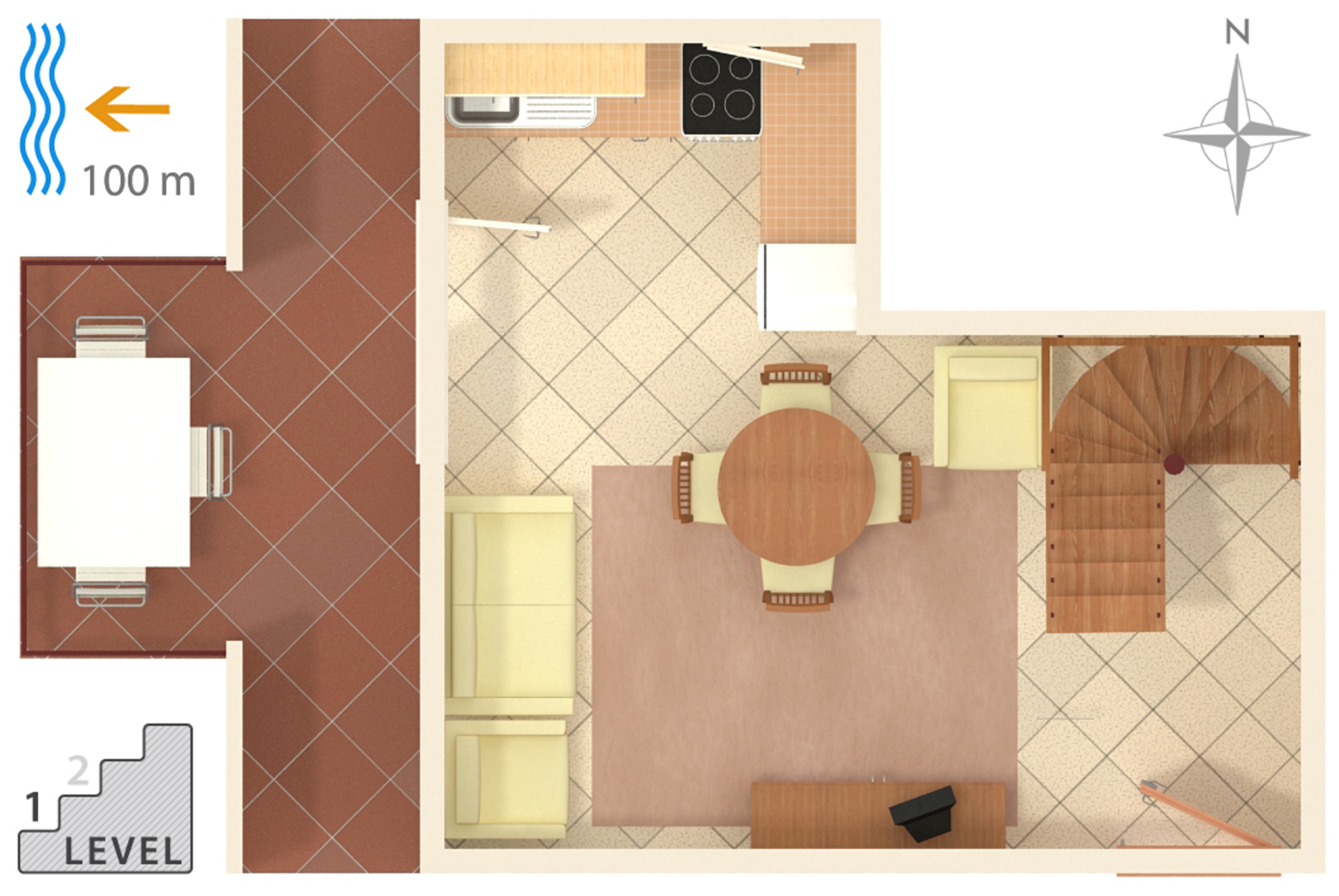 One bedroom apartment with terrace Artatore, Lošinj  A-c