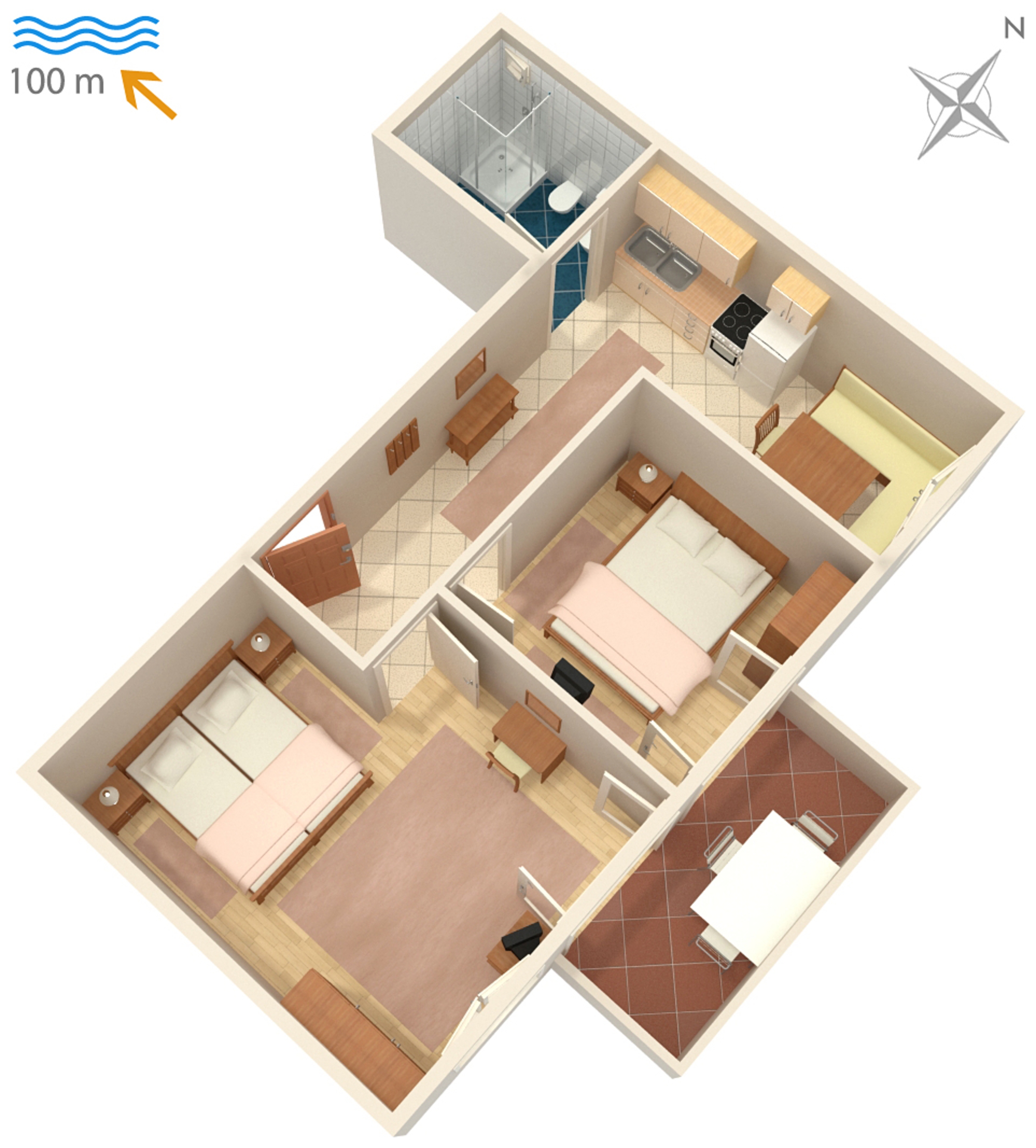 Two bedroom apartment with balcony Artatore, Lošinj  A-d
