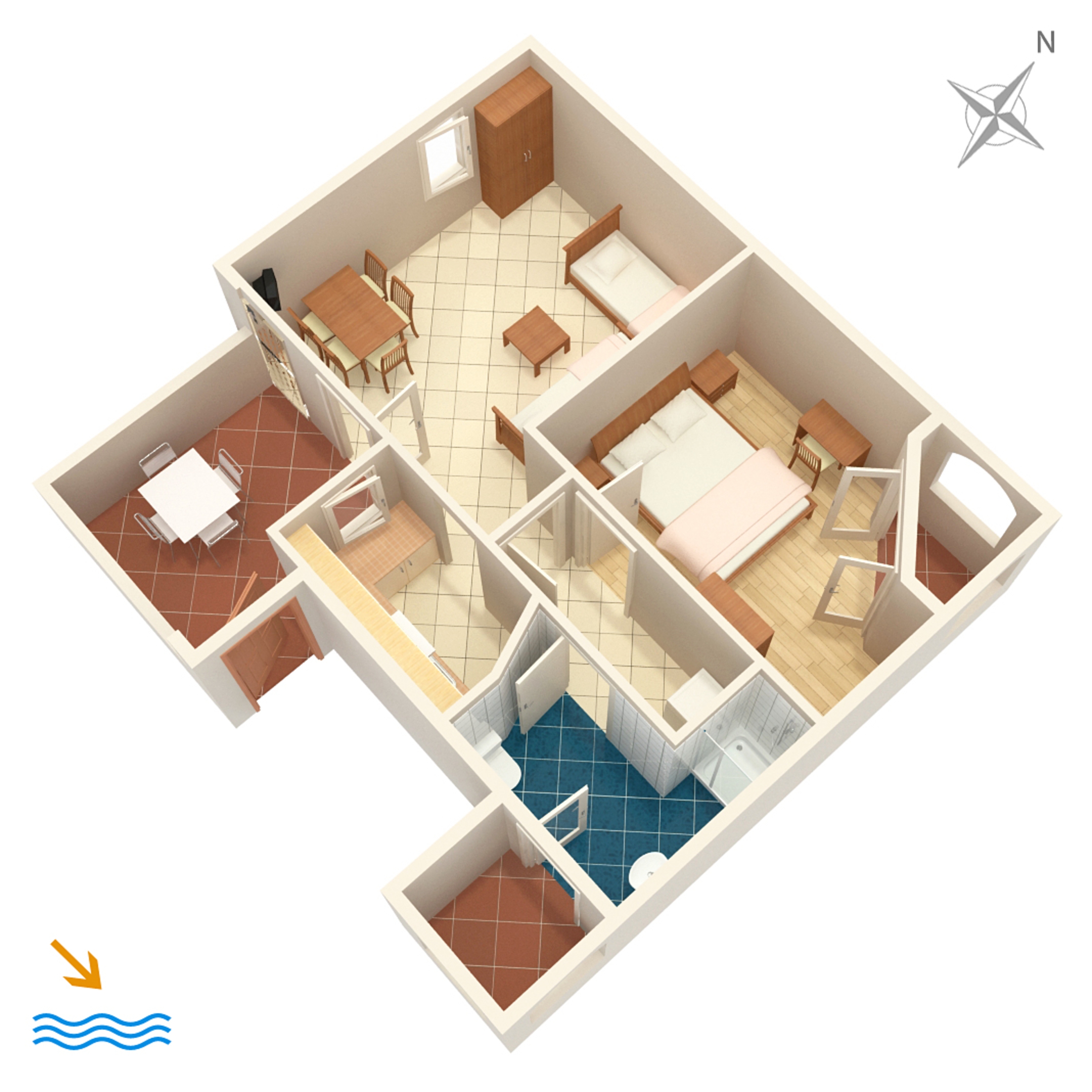 One bedroom apartment with terrace and sea view Nerezine, Lošinj  A-a
