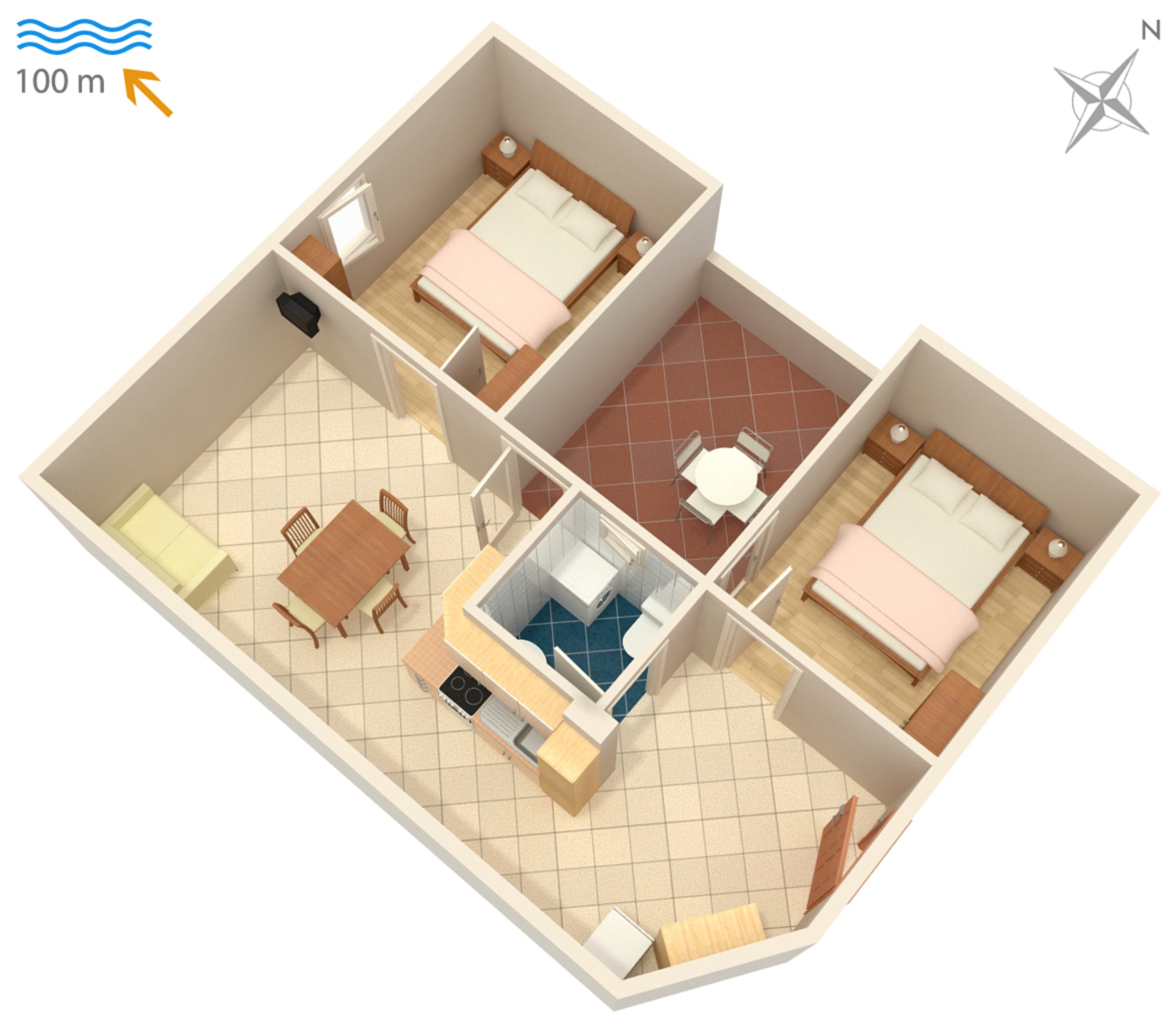 Two bedroom apartment with terrace Karigador, Novigrad  A-b