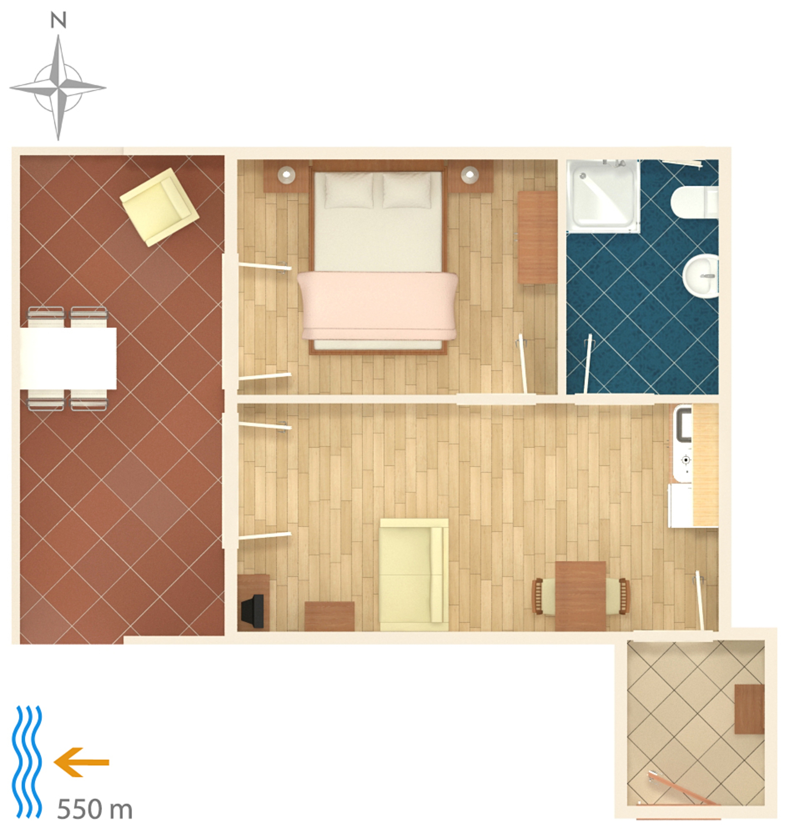 One bedroom apartment with terrace Novigrad  A-d