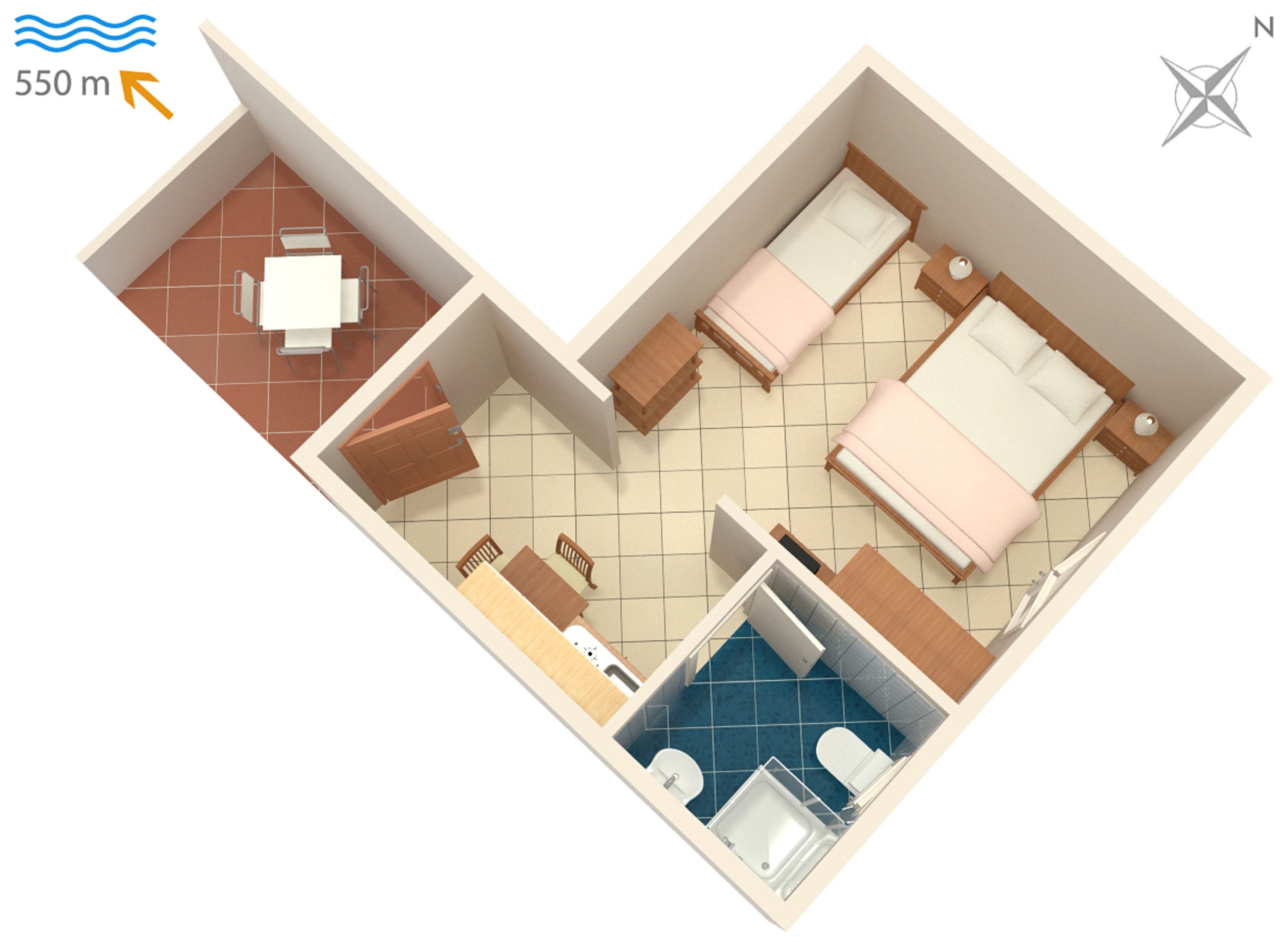 Studio flat with terrace Novigrad  AS-b