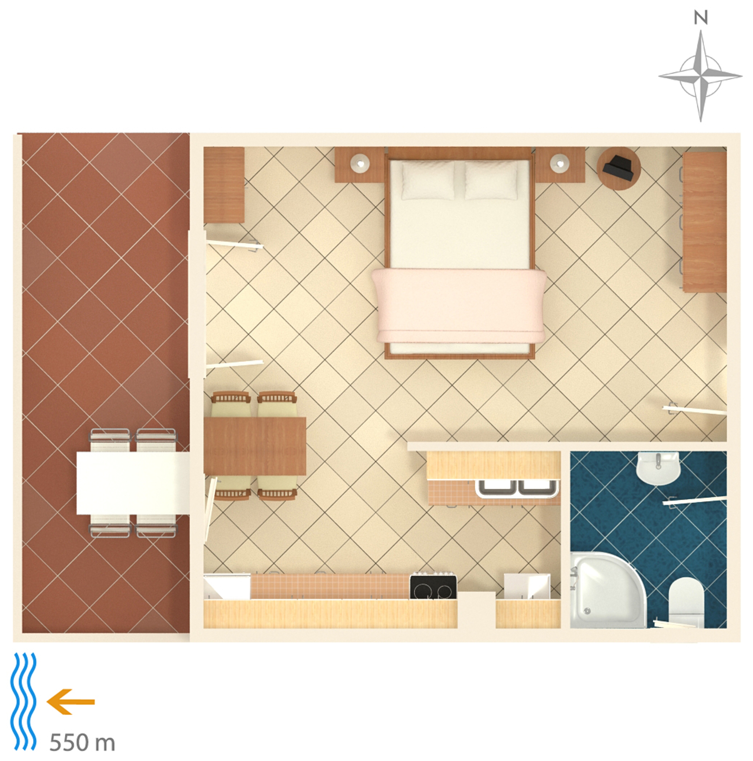 Studio flat with terrace Novigrad  AS-c