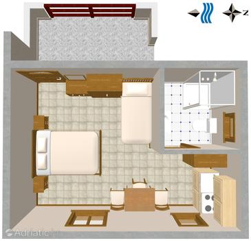 Plan Novigrad, Plan in the studio-apartment, dopusteni kucni ljubimci.