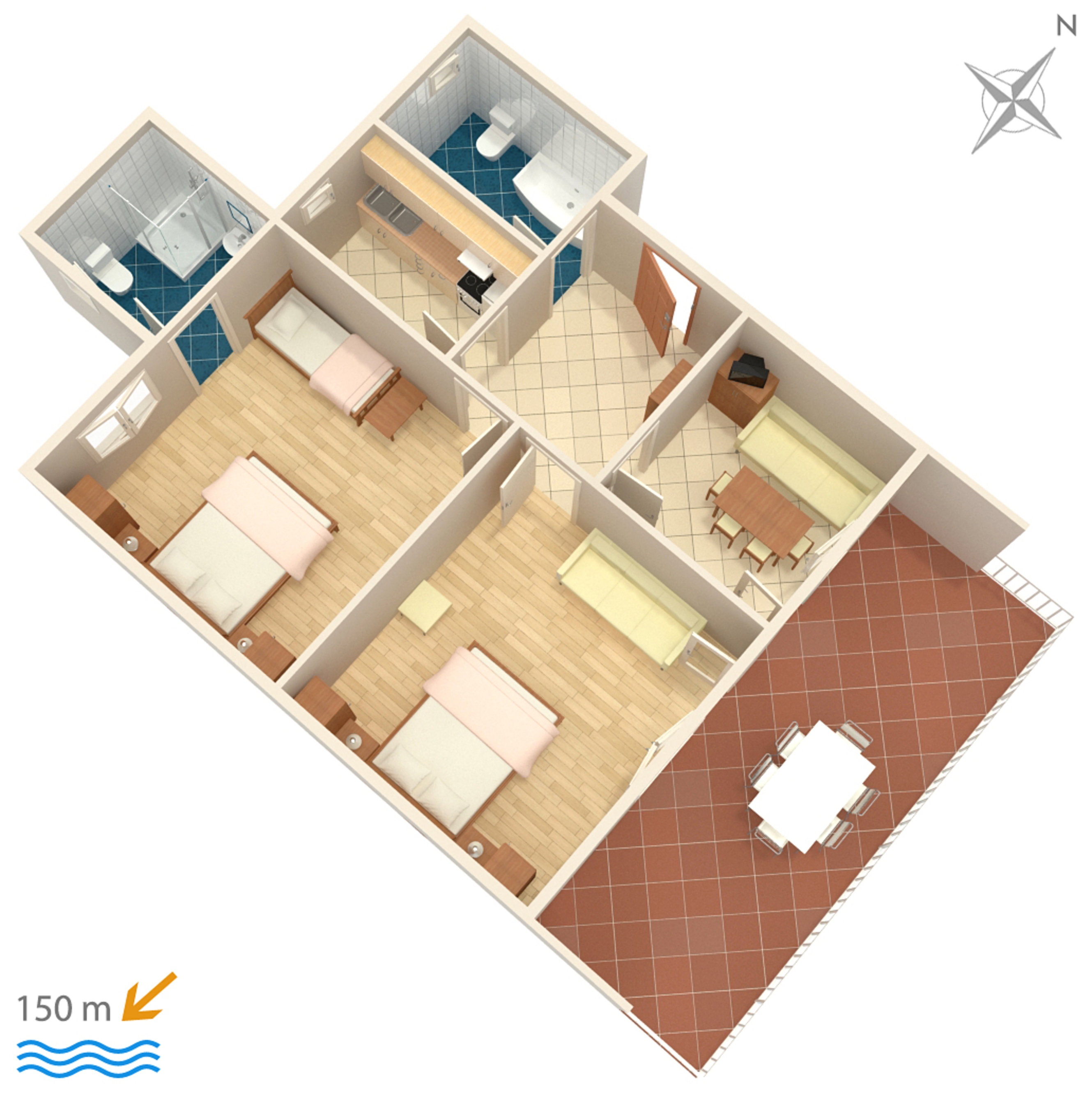 Two bedroom apartment with terrace Podaca, Makarska  A-a