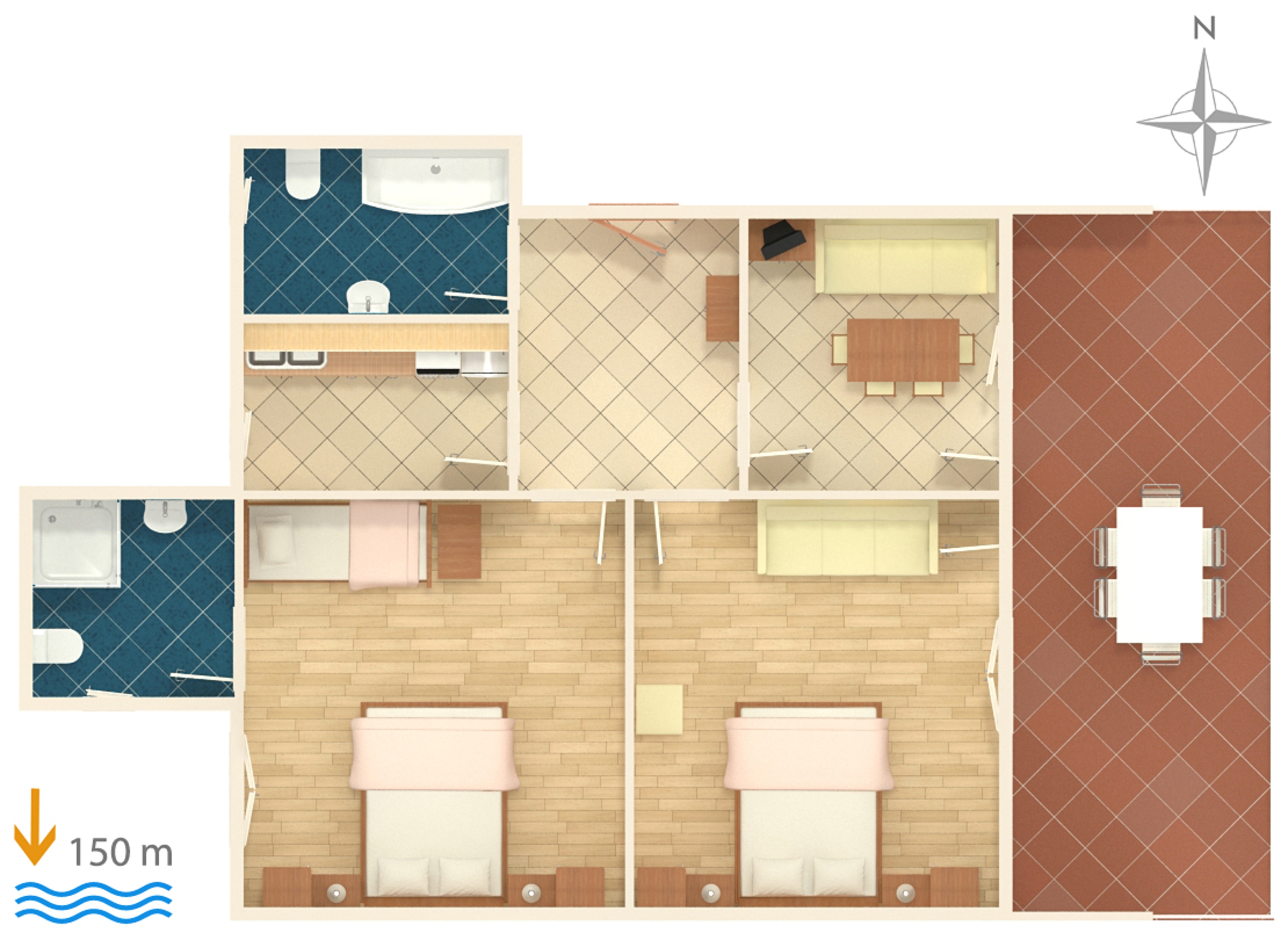 Two bedroom apartment with terrace Podaca, Makarska  A-a