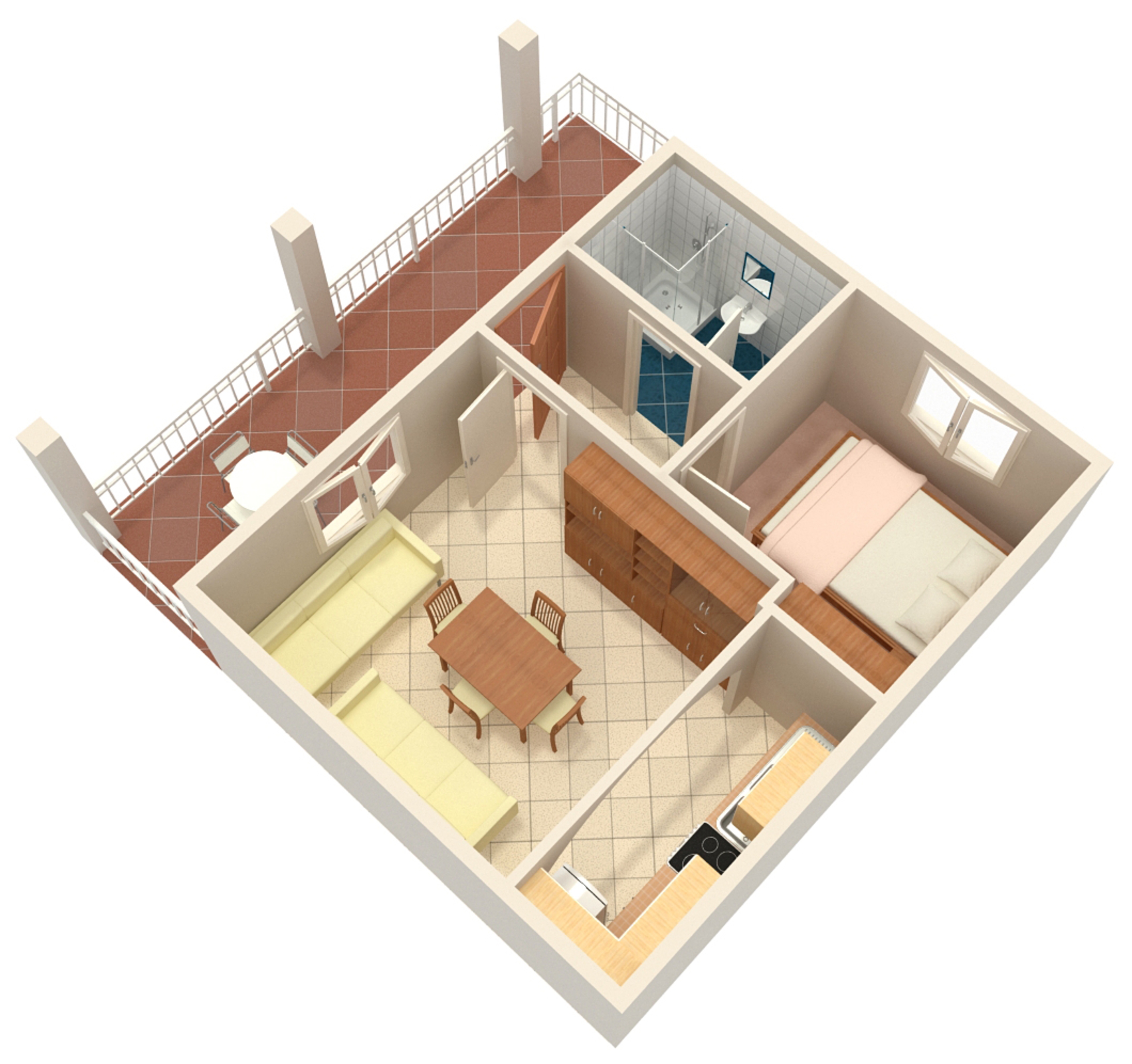 One bedroom apartment with terrace and sea view Podgora, Makarska  A-a