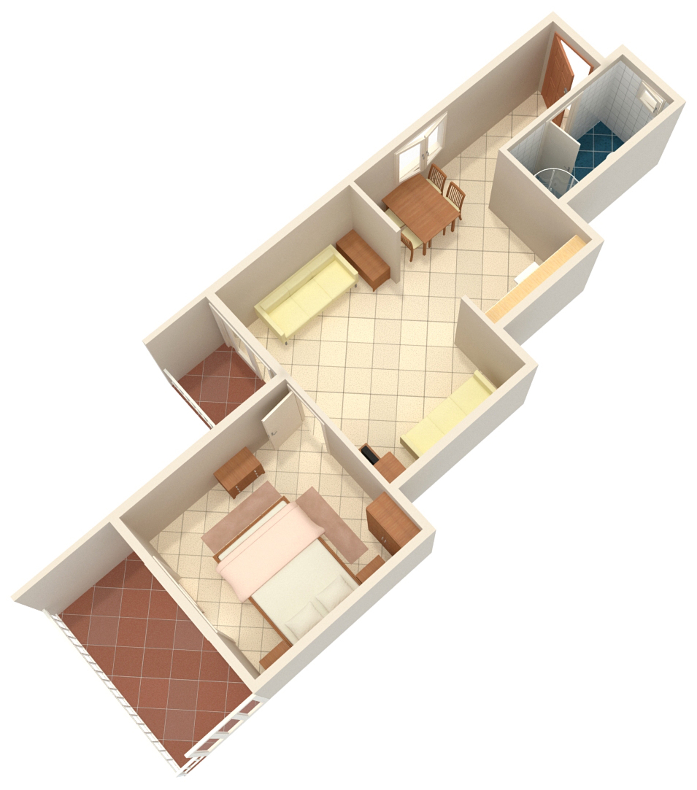One bedroom apartment with terrace and sea view Podgora, Makarska  A-b